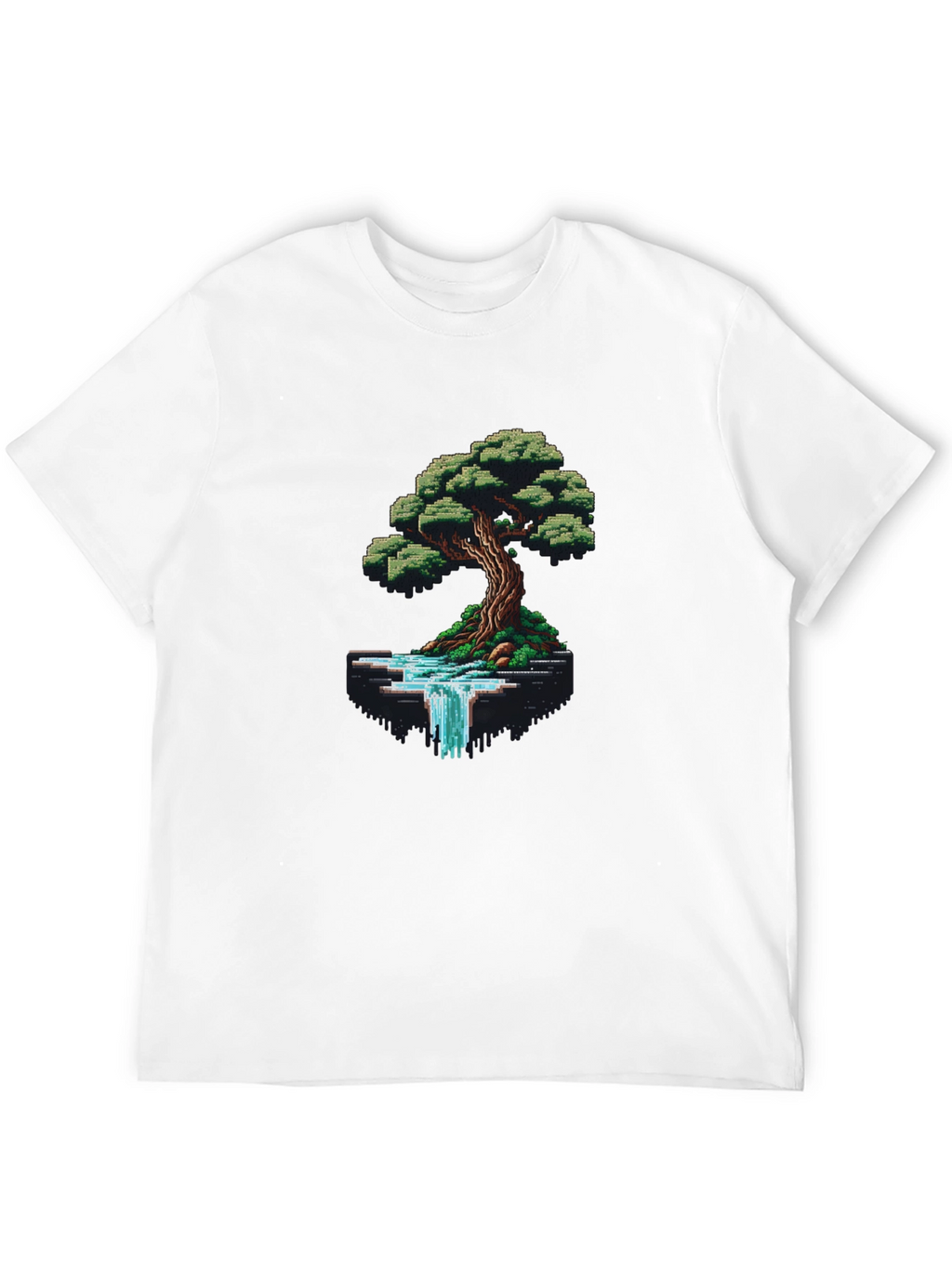 Pixel Art Tree & Waterfall Graphic Tee