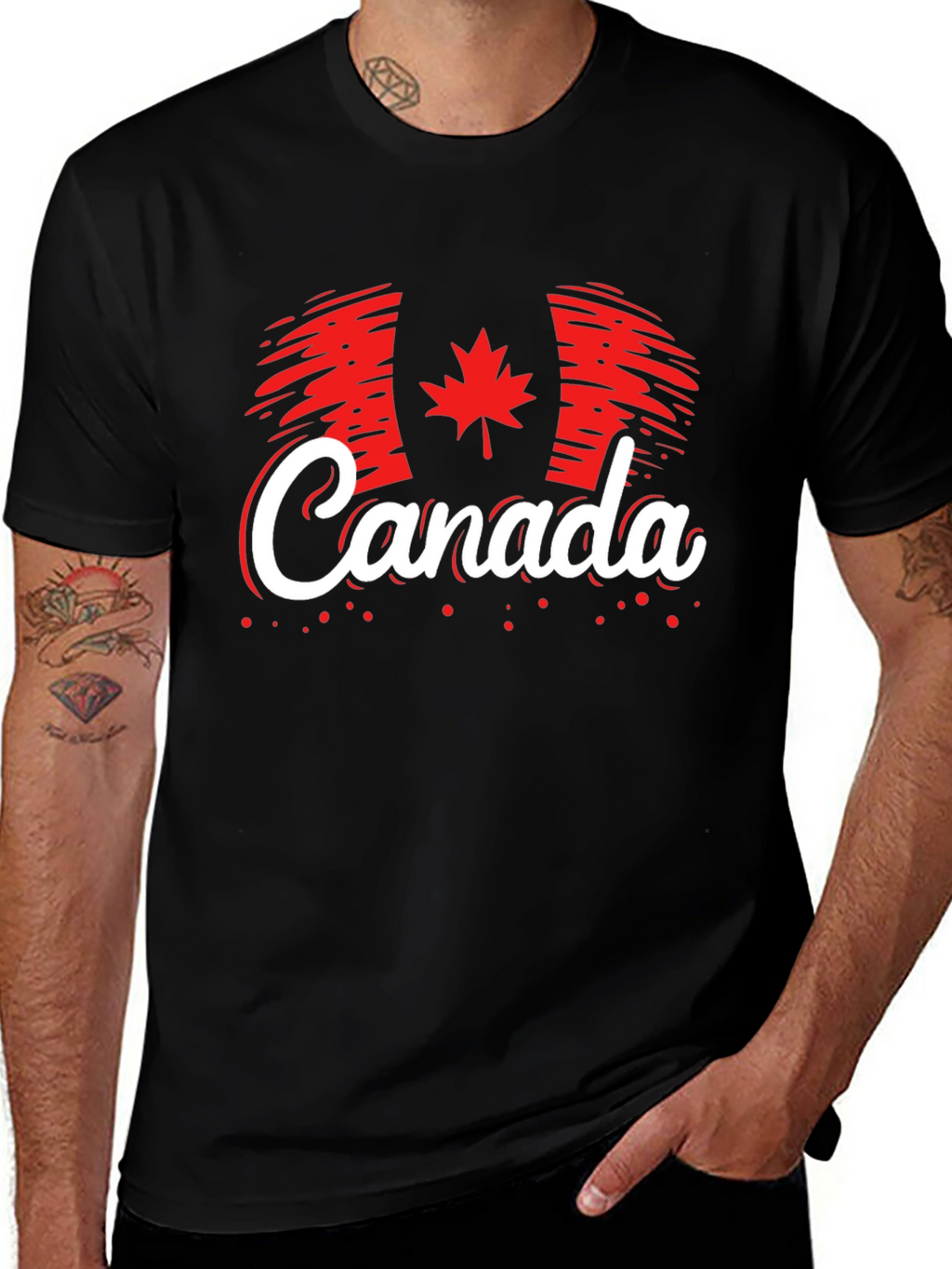 Canada Flag T-Shirt - Patriotic Style Maple Leaf Design