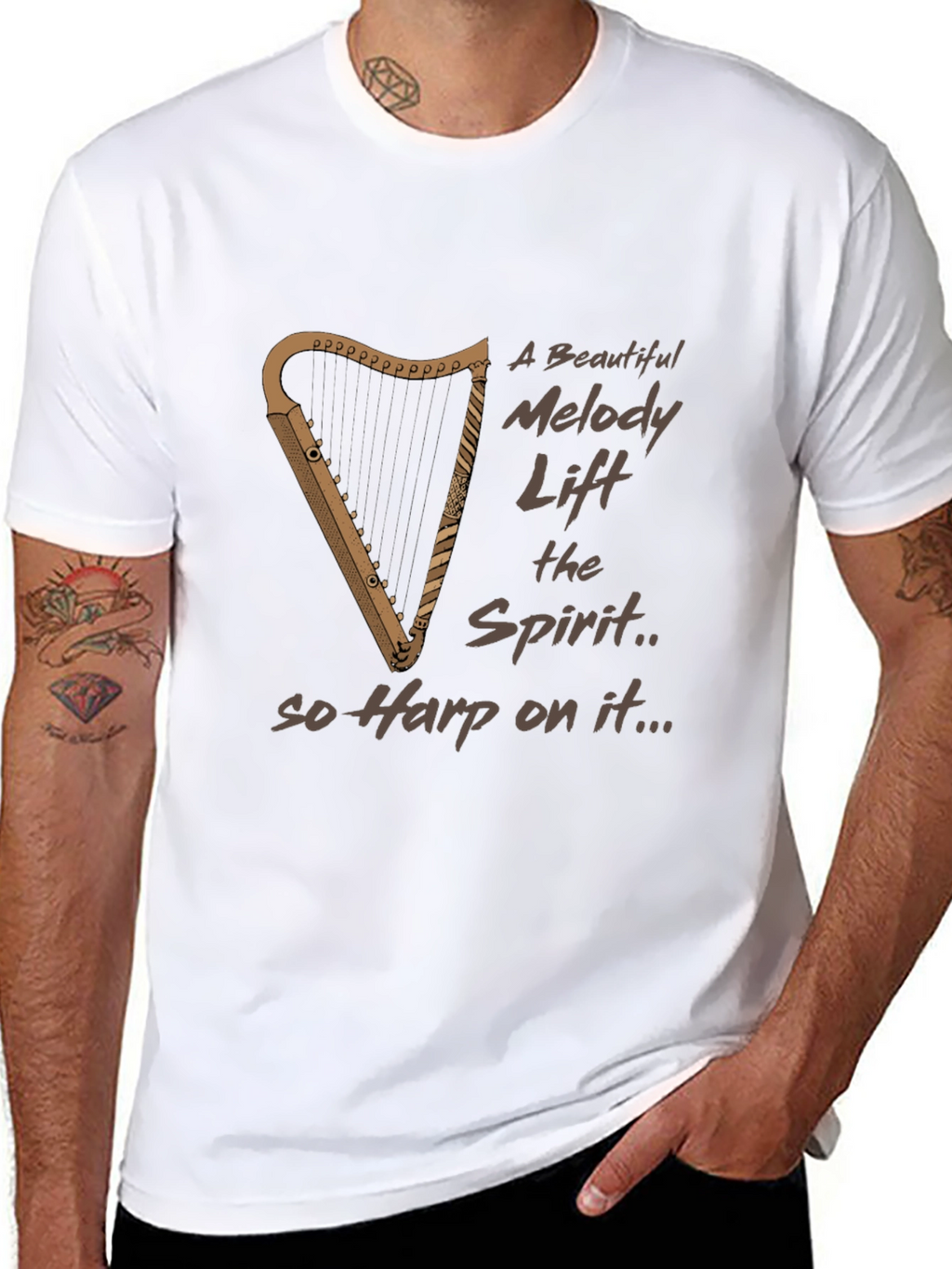 Musical Harp Graphic Tee - Uplifting & Unique