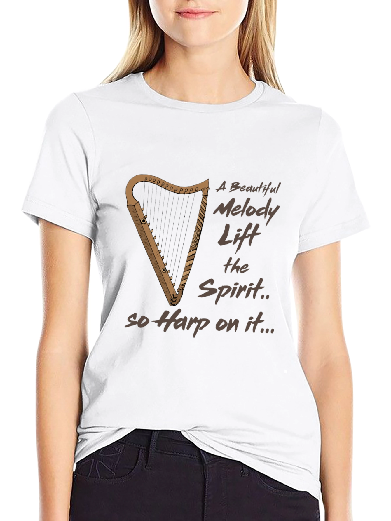 Musical Harp Graphic Tee - Uplifting & Unique