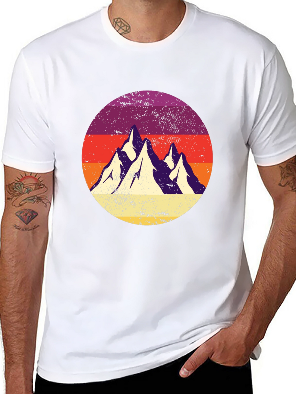 Retro Mountain Range Graphic Tee - Classic Black T-Shirt