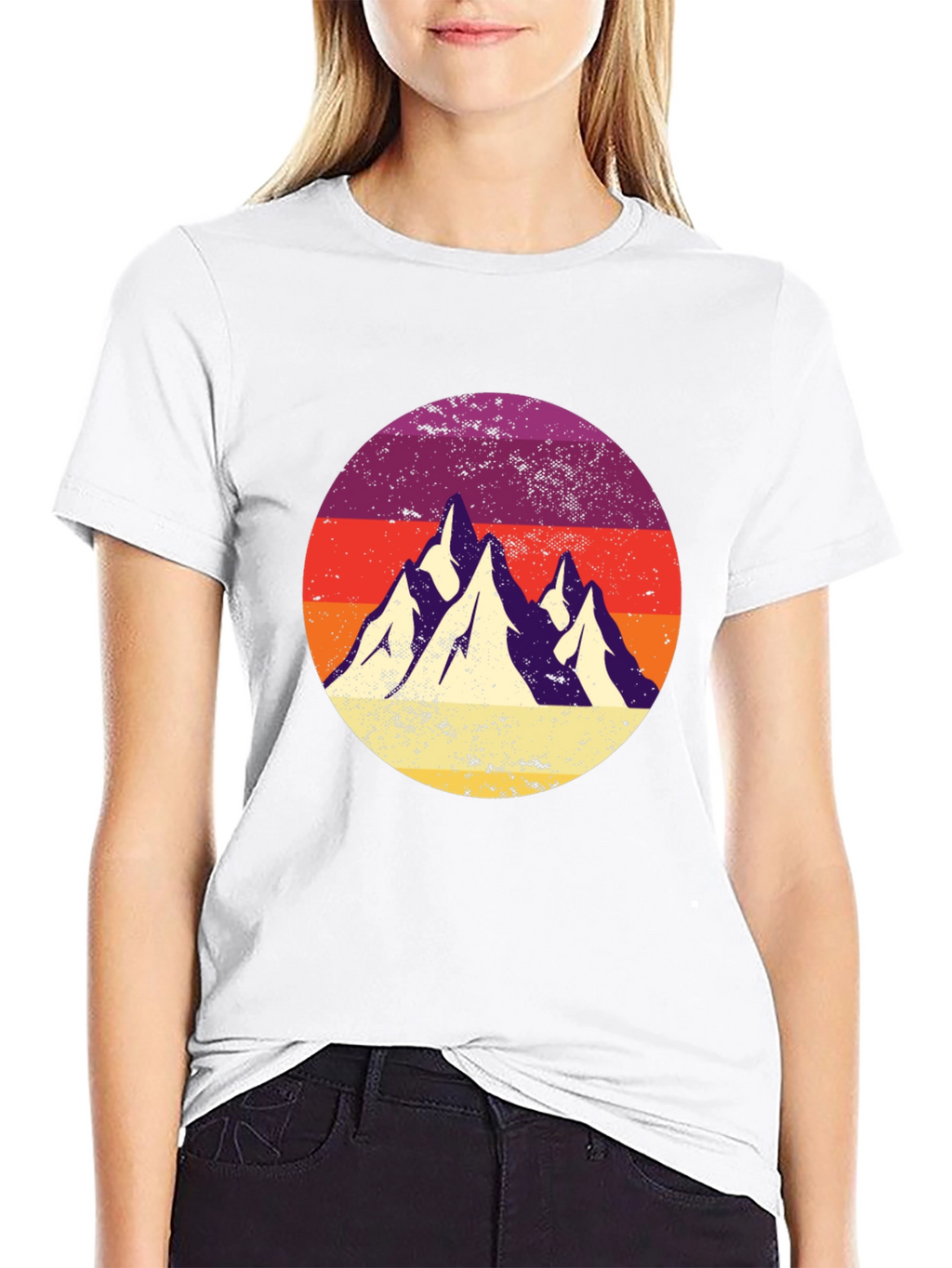 Retro Mountain Range Graphic Tee - Classic Black T-Shirt