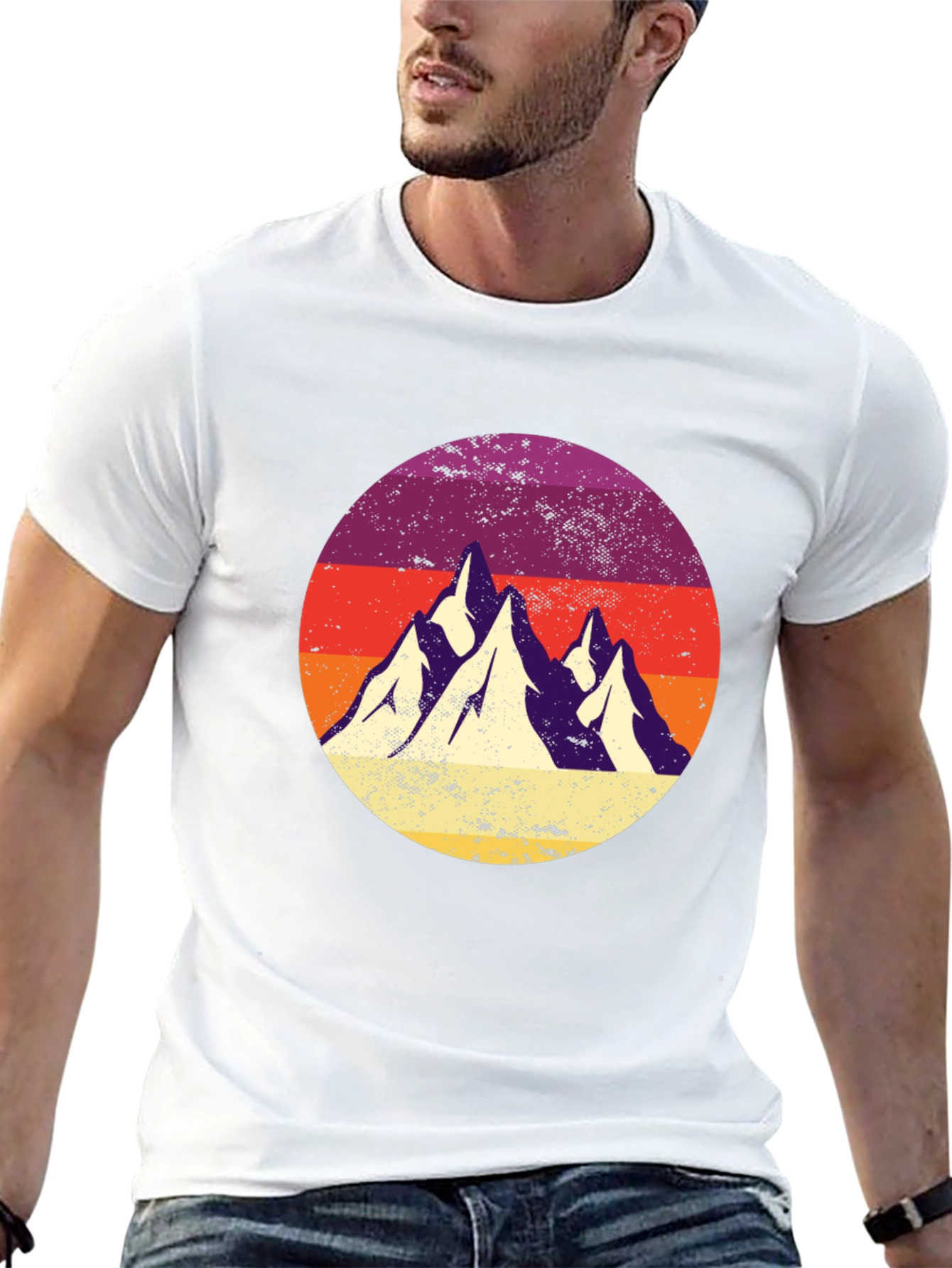 Retro Mountain Range Graphic Tee - Classic Black T-Shirt