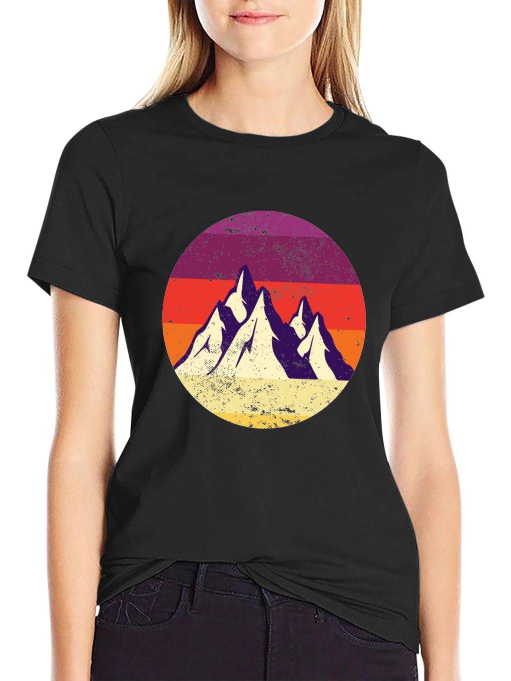 Retro Mountain Range Graphic Tee - Classic Black T-Shirt