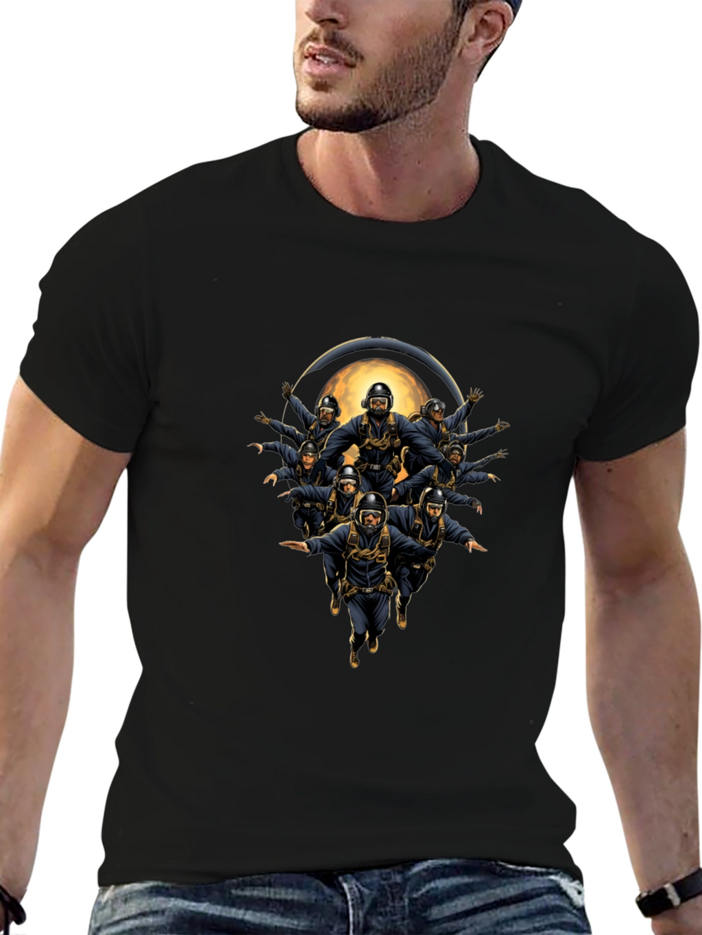 Skydiving Team Graphic Print Tee