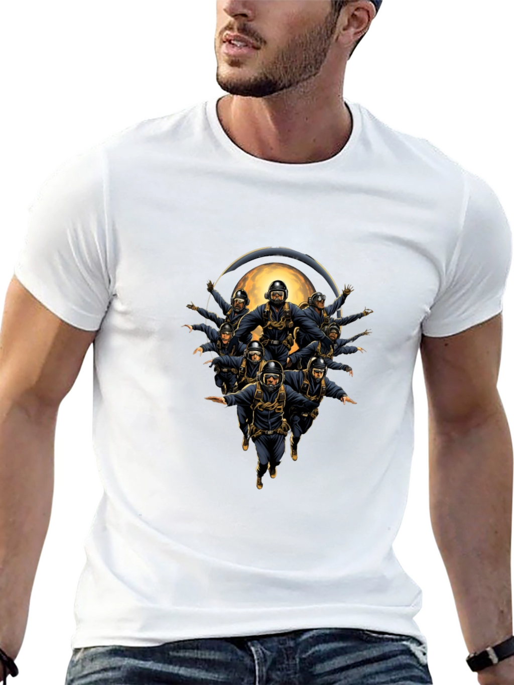 Skydiving Team Graphic Print Tee