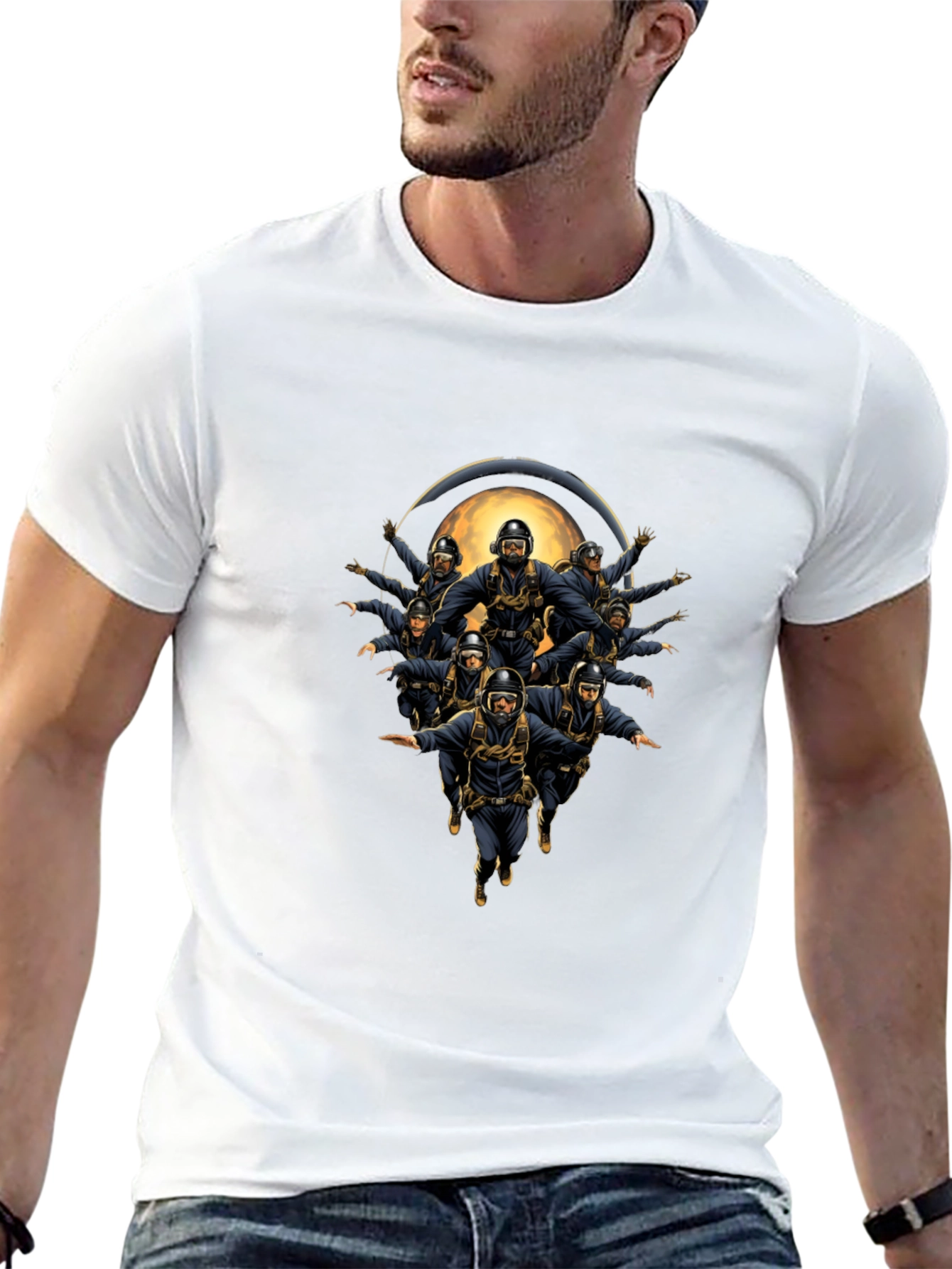 Skydiving Team Graphic Print Tee