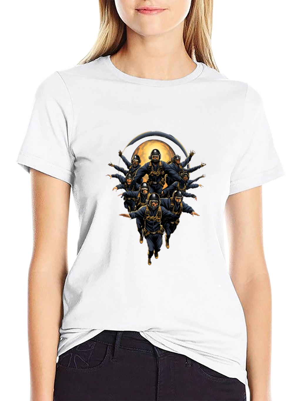 Skydiving Team Graphic Print Tee