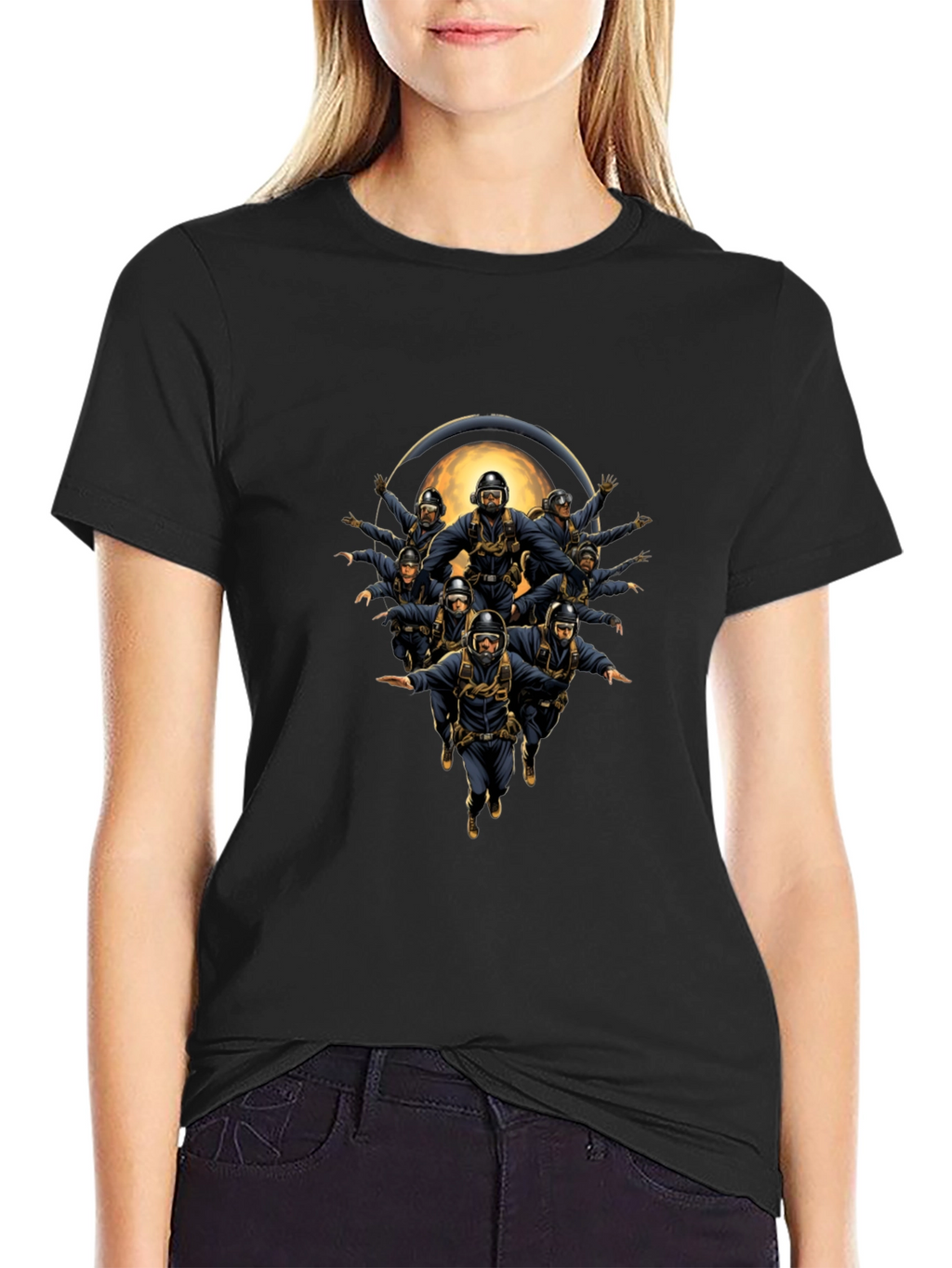 Skydiving Team Graphic Print Tee