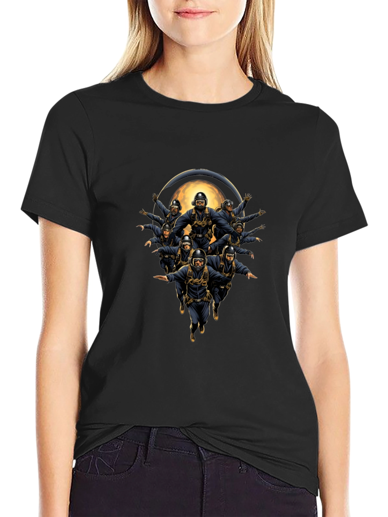 Skydiving Team Graphic Print Tee
