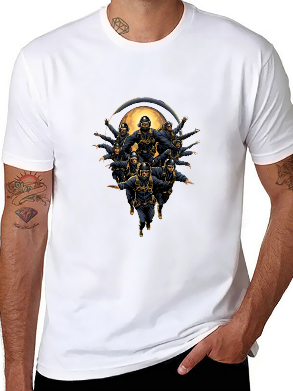 Skydiving Team Graphic Print Tee