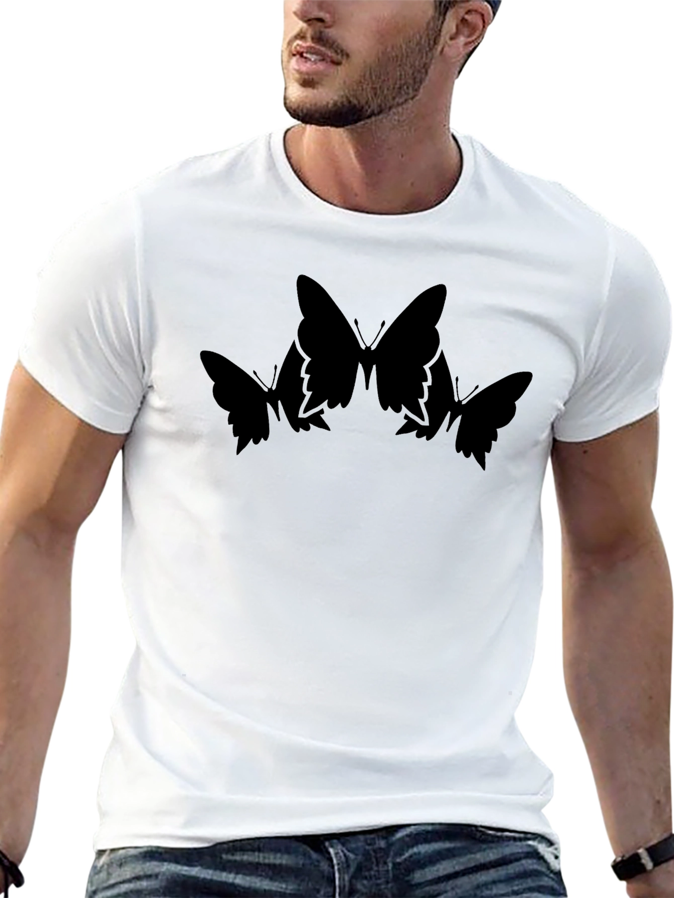 Butterfly Silhouette Graphic Tee - Black Unisex T-Shirt