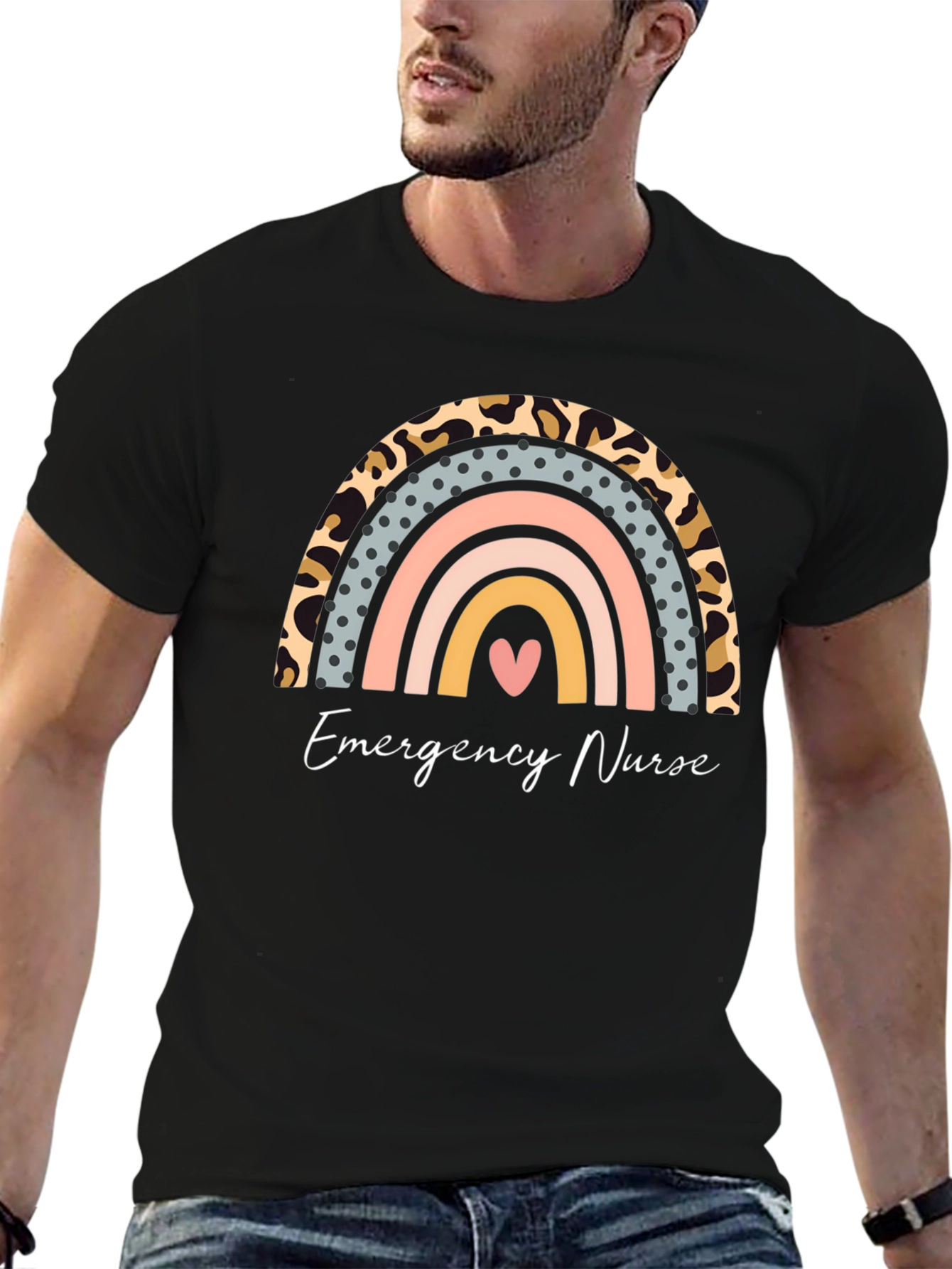 Emergency Nurse Rainbow Graphic Tee