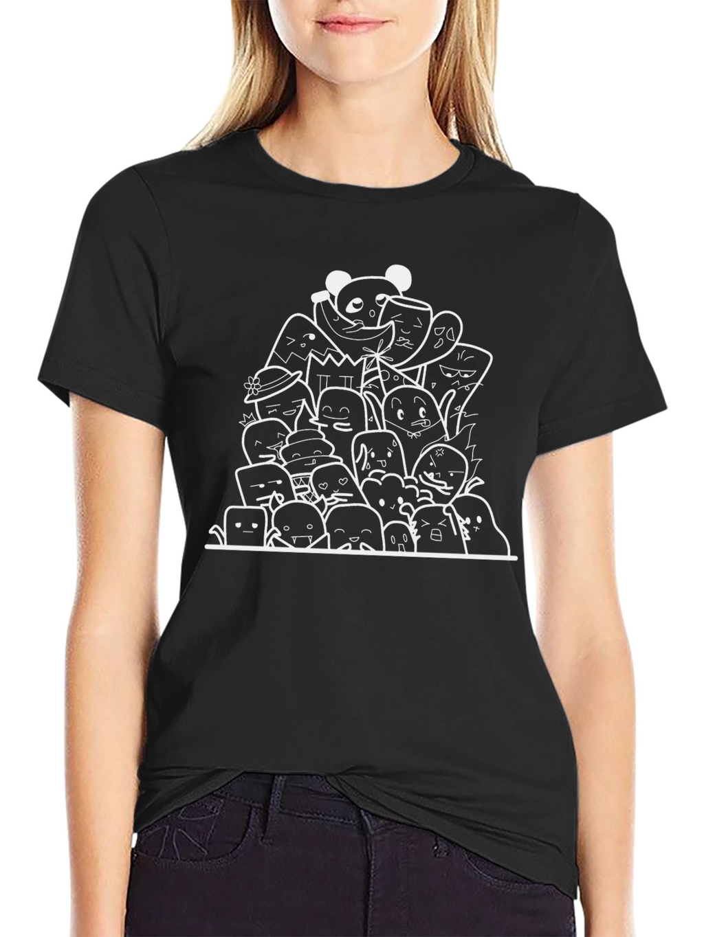 Doodle Art Graphic Black T-Shirt