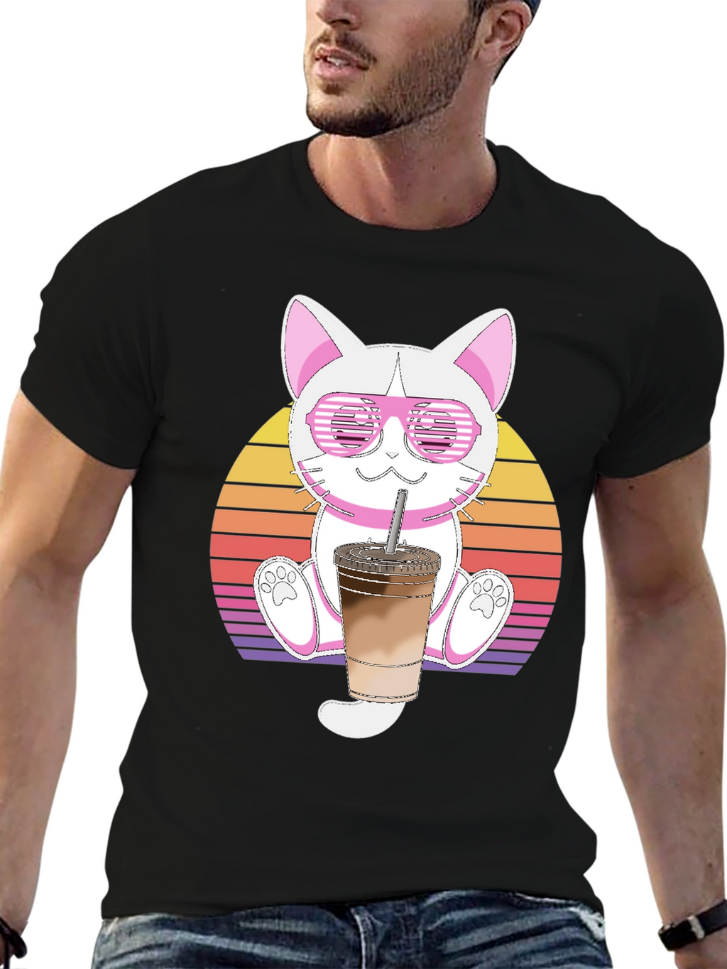Cool Cat Iced Coffee Graphic Tee