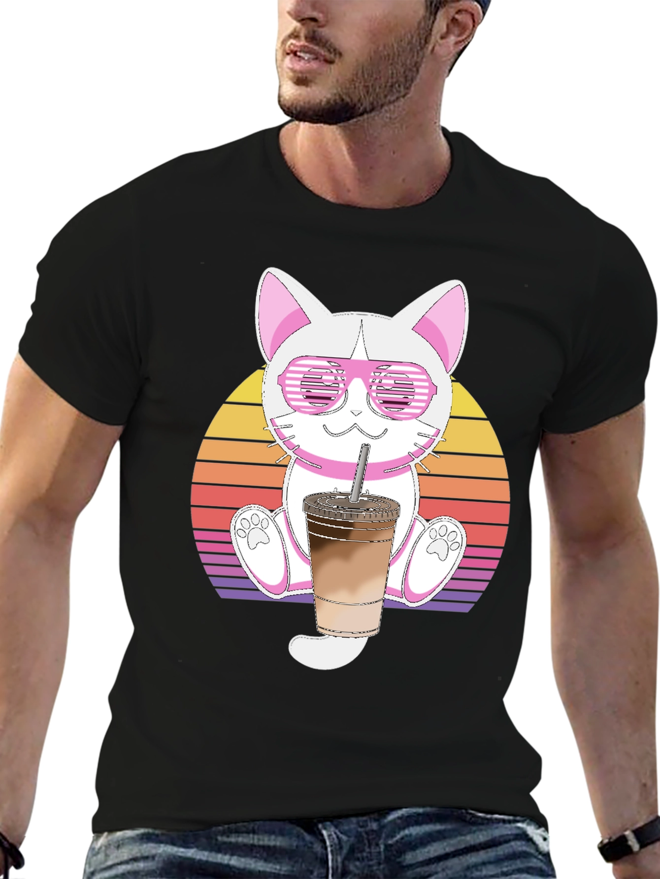 Cool Cat Iced Coffee Graphic Tee