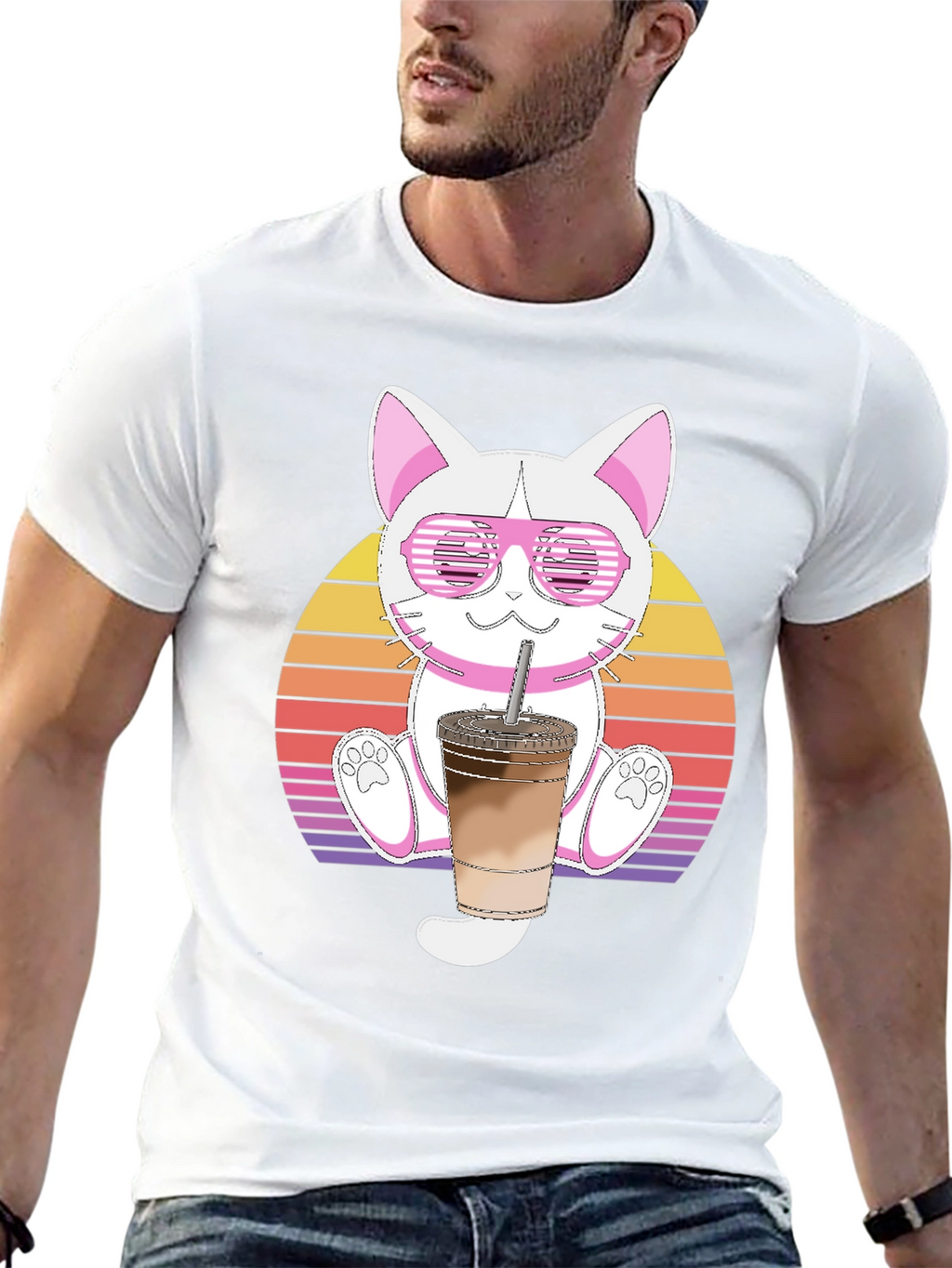 Cool Cat Iced Coffee Graphic Tee