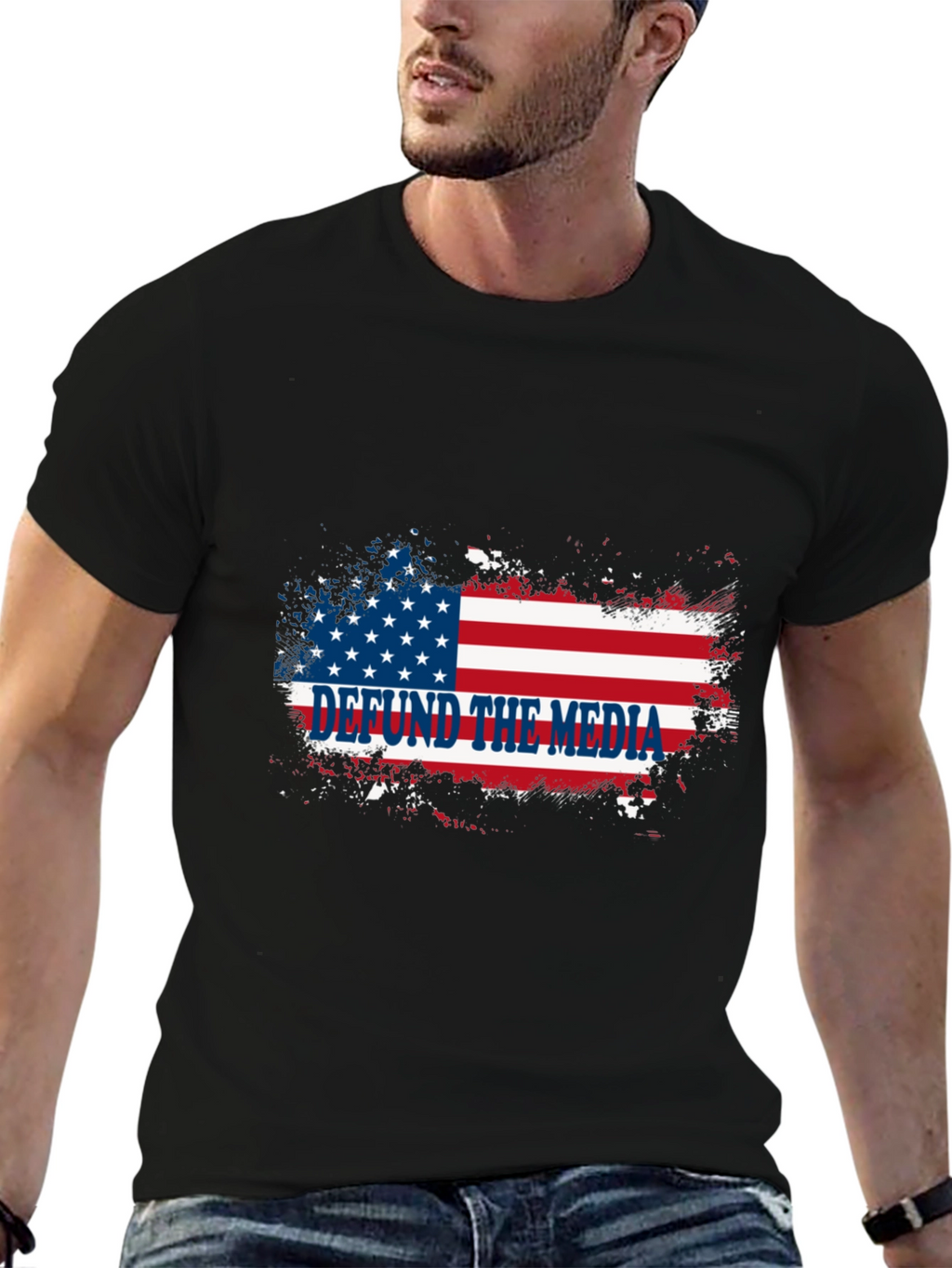 Defund the Media T-Shirt American Flag