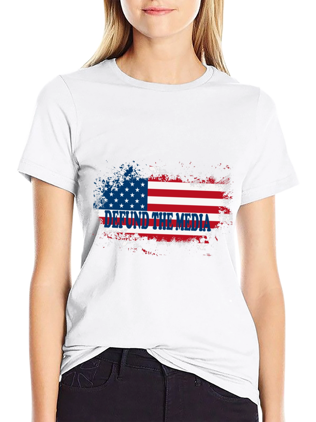 Defund the Media T-Shirt American Flag