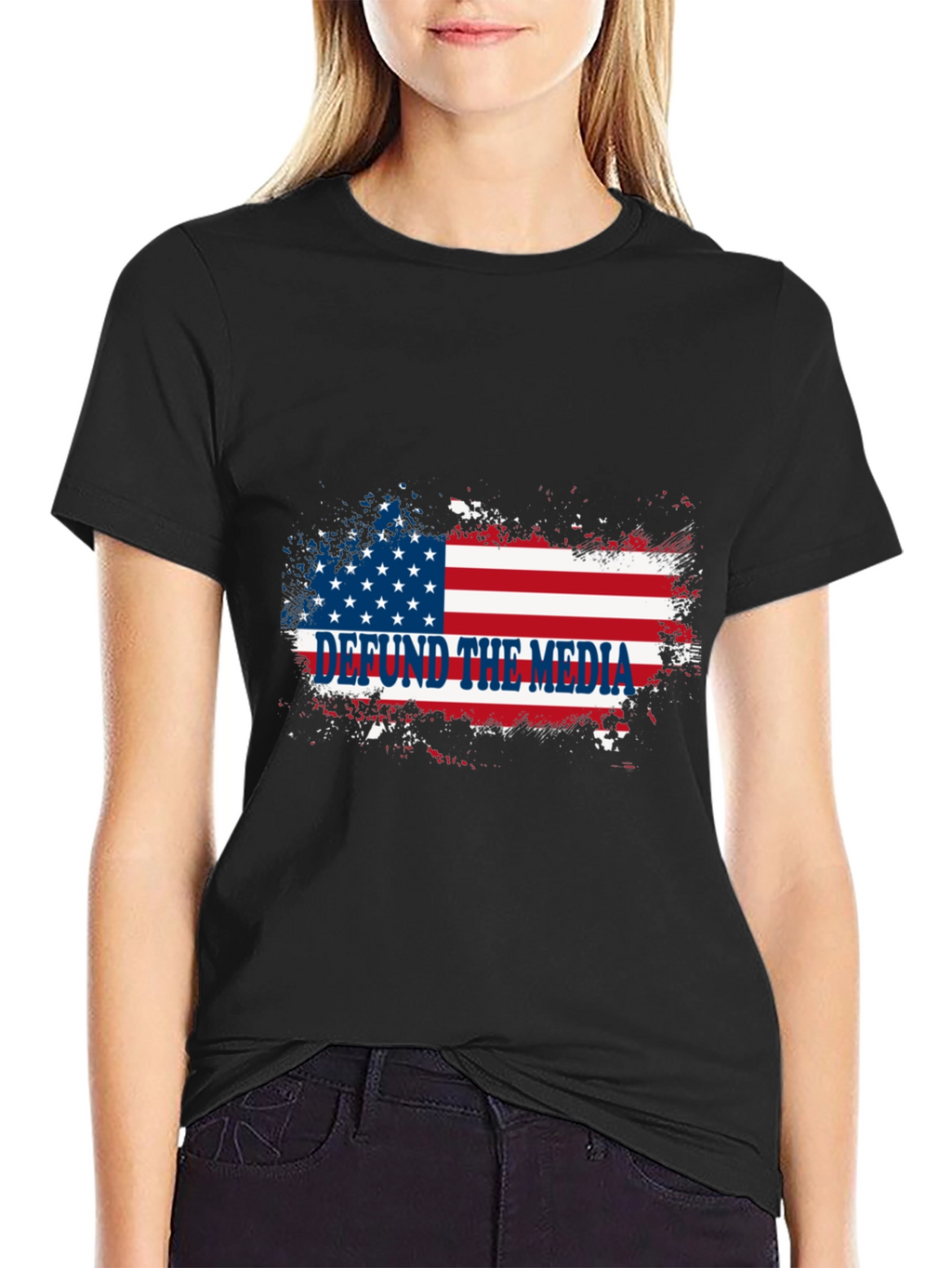 Defund the Media T-Shirt American Flag