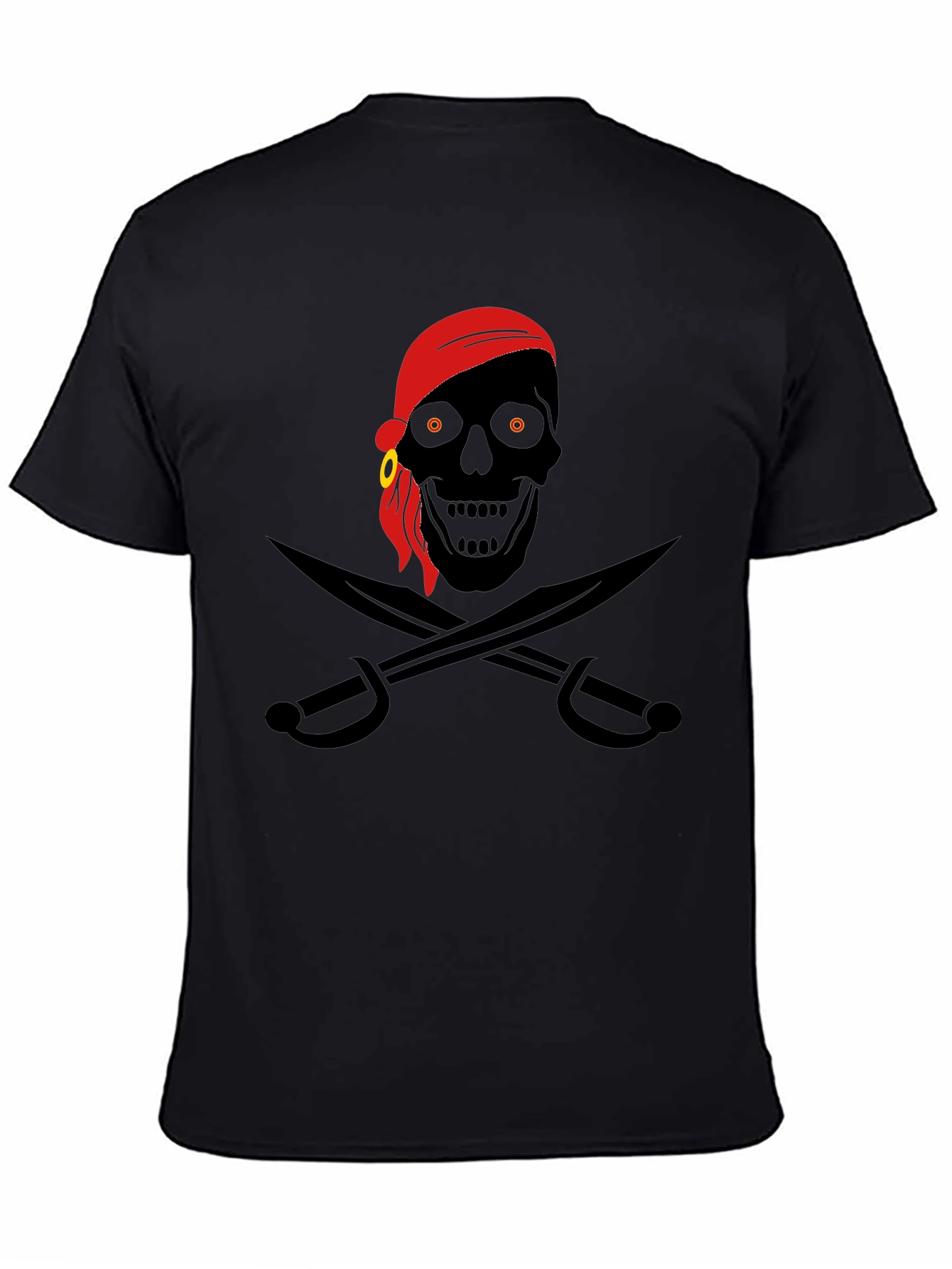 Pirate Skull Graphic T-Shirt - Black Cotton Tee