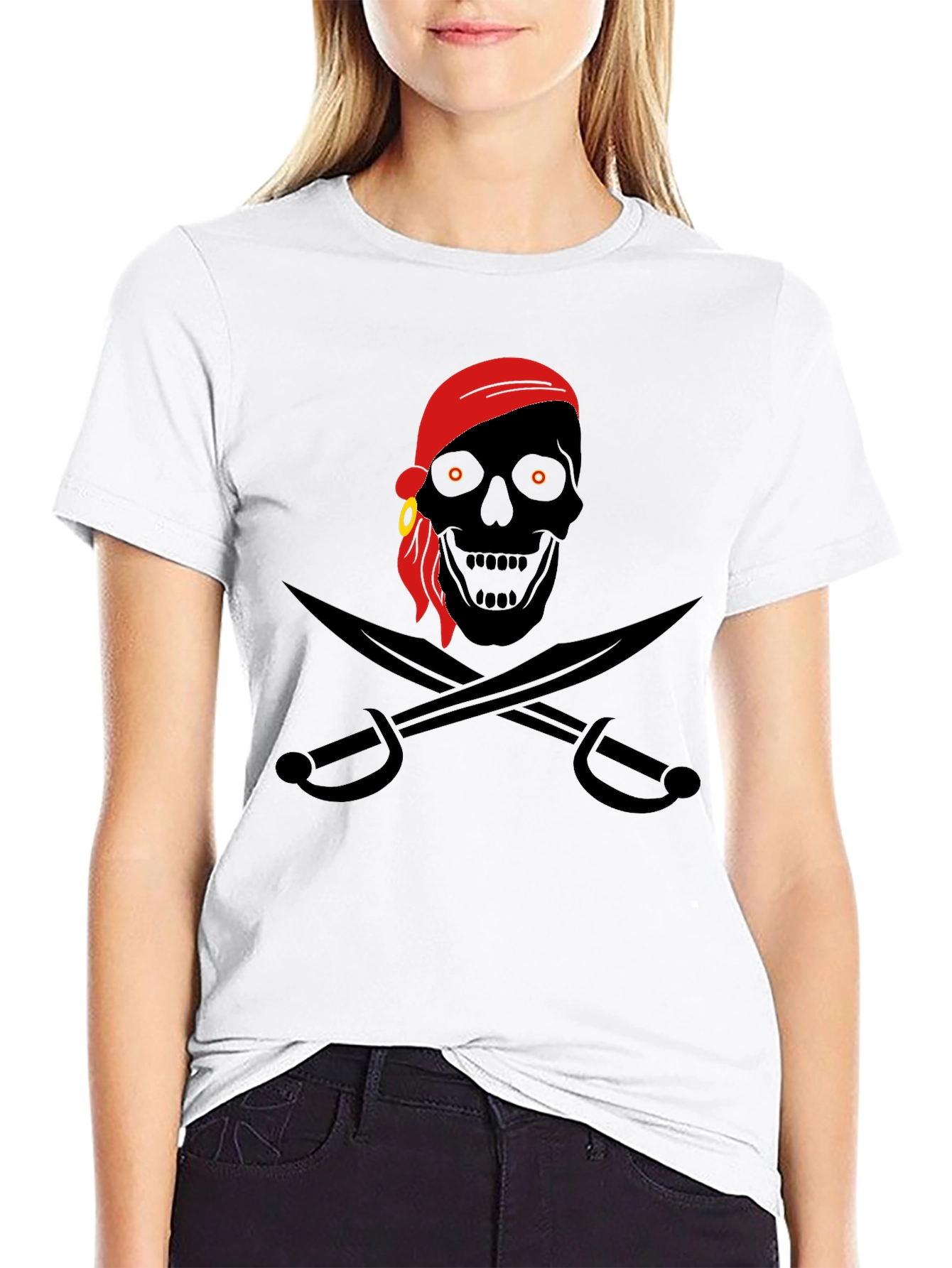 Pirate Skull Graphic T-Shirt - Black Cotton Tee