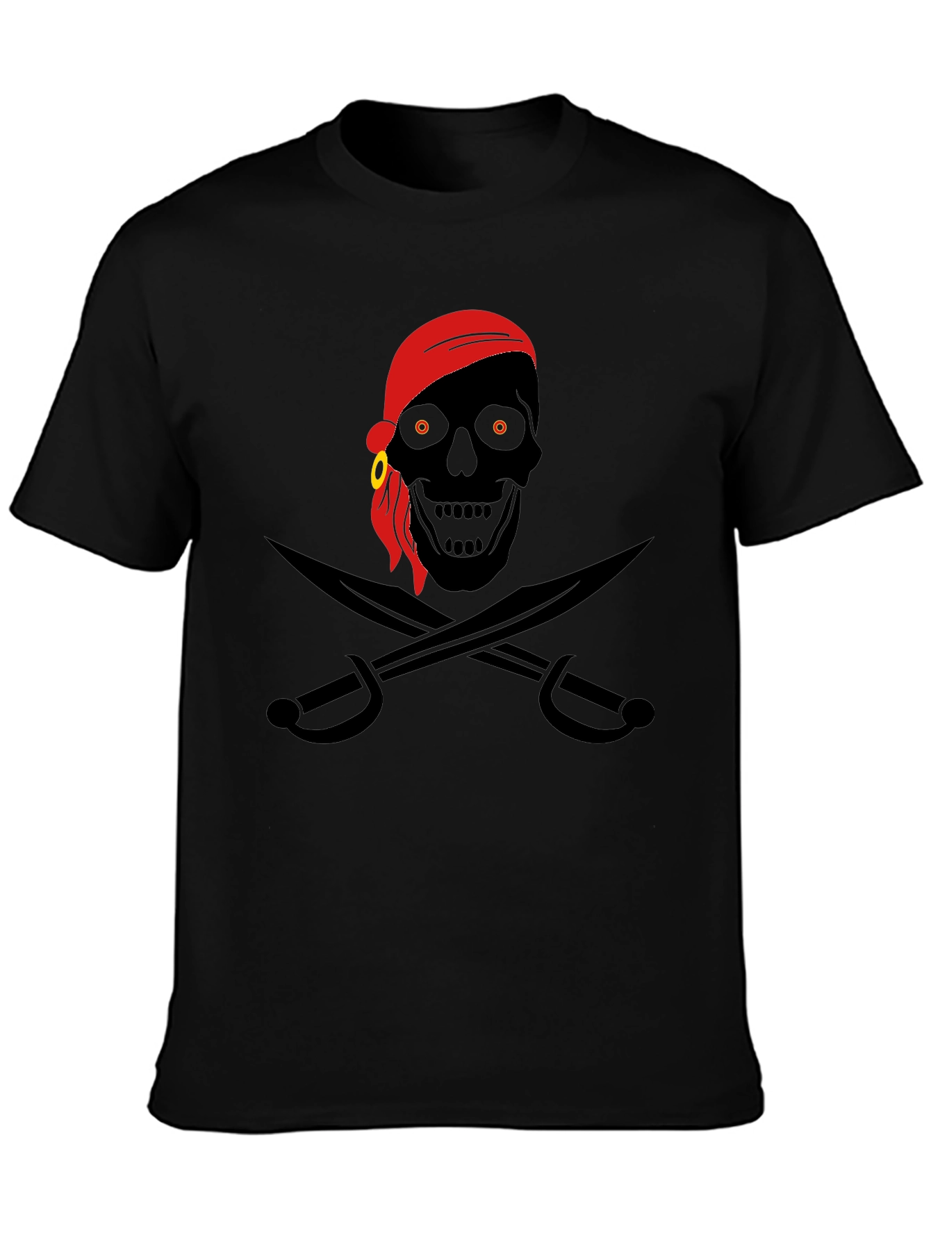 Pirate Skull Graphic T-Shirt - Black Cotton Tee