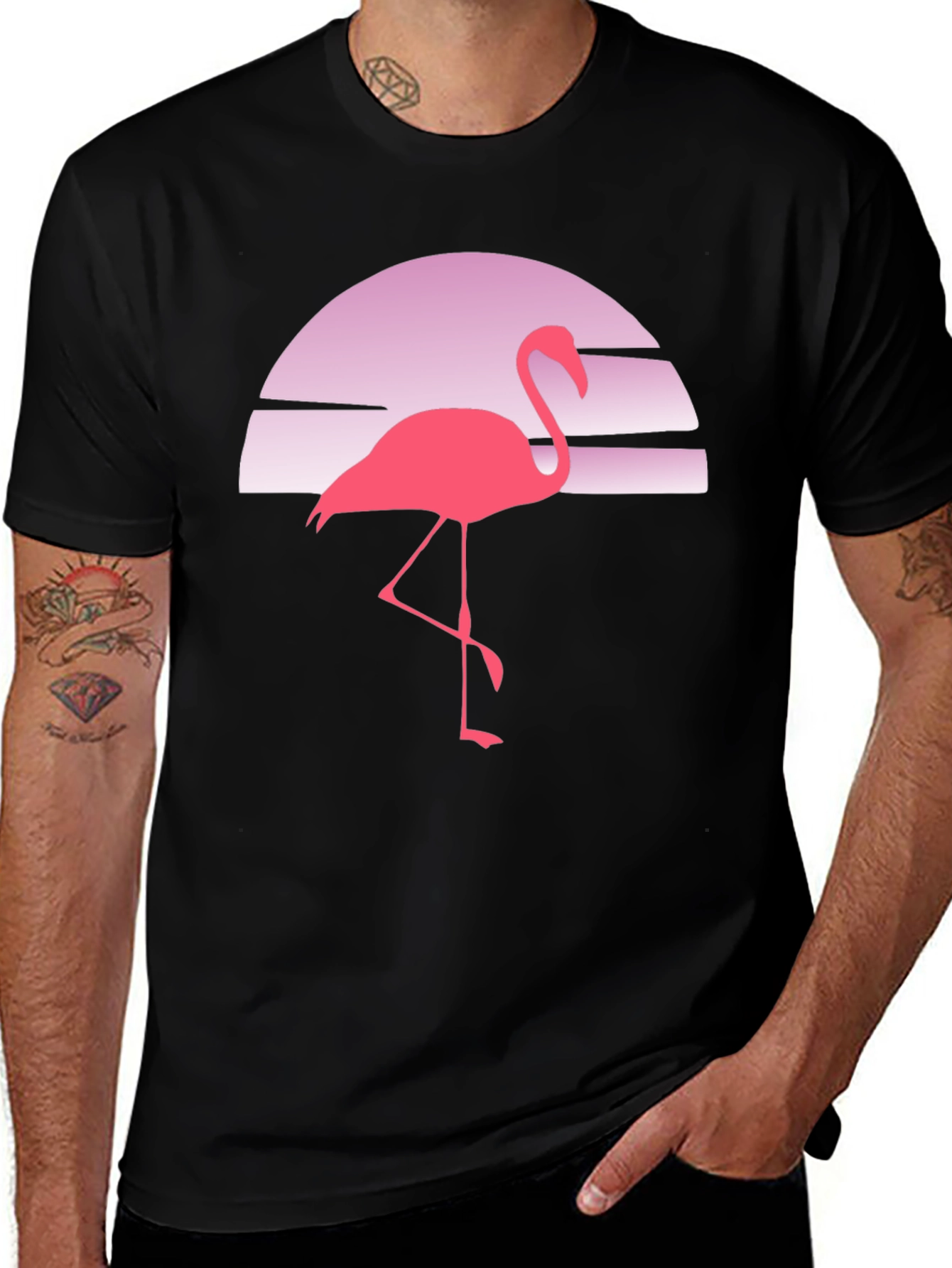 Retro Flamingo Sunset Graphic Tee