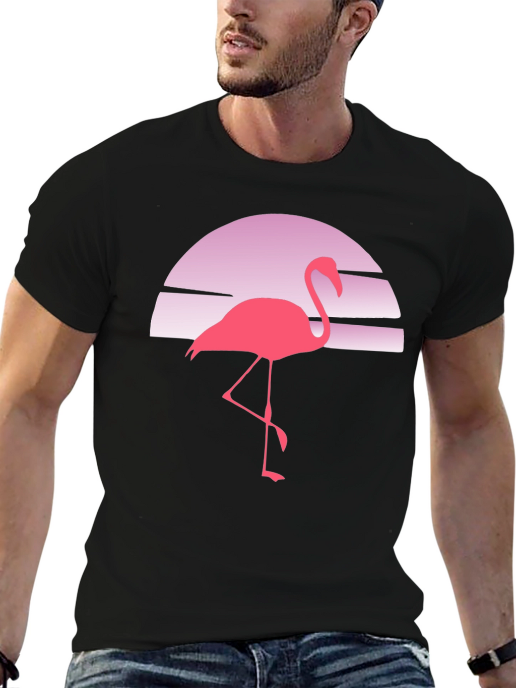 Retro Flamingo Sunset Graphic Tee