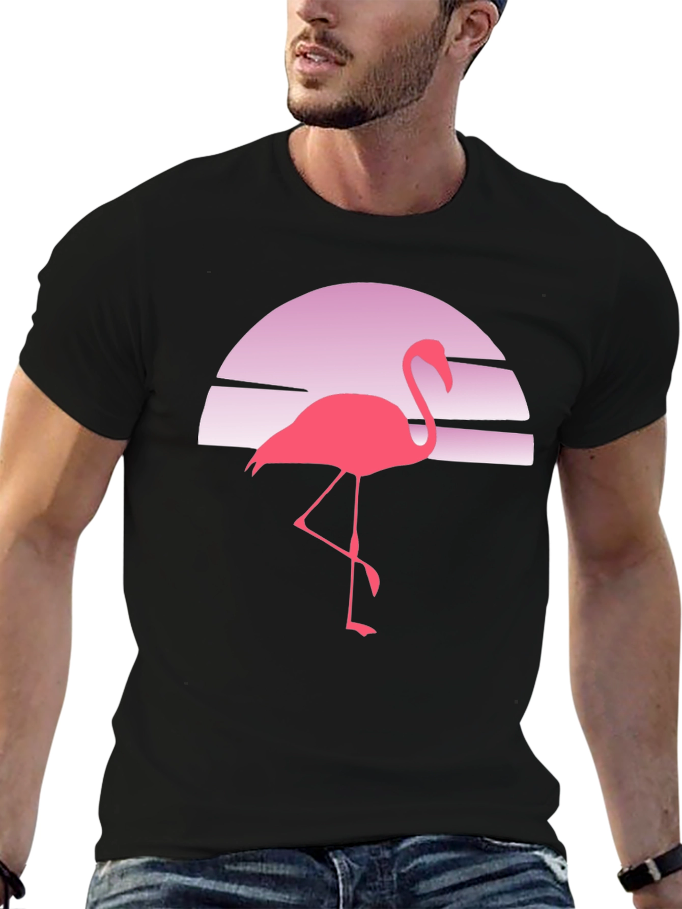 Retro Flamingo Sunset Graphic Tee