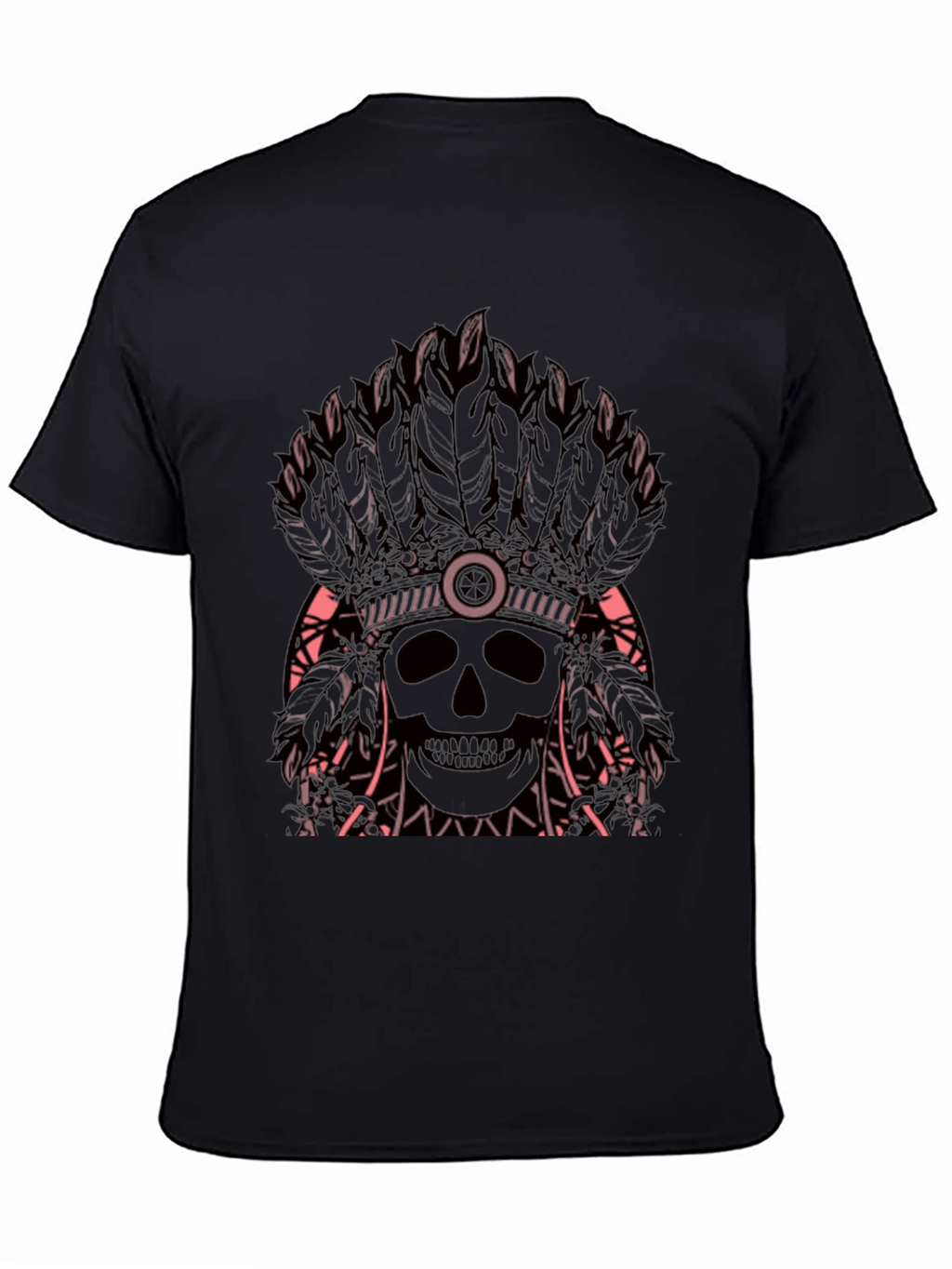 Skull Headdress Graphic Tee - Edgy Black T-Shirt
