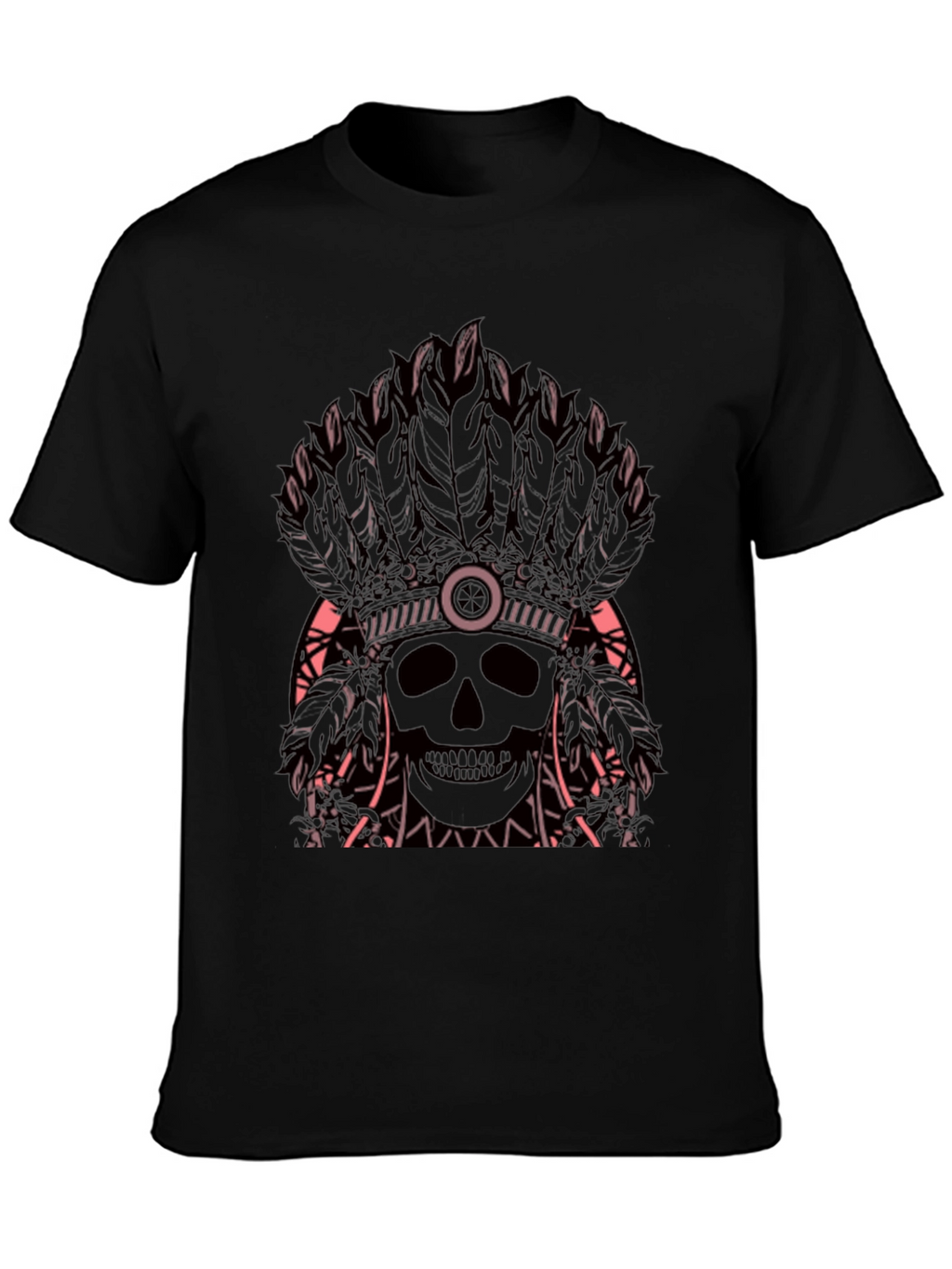 Skull Headdress Graphic Tee - Edgy Black T-Shirt
