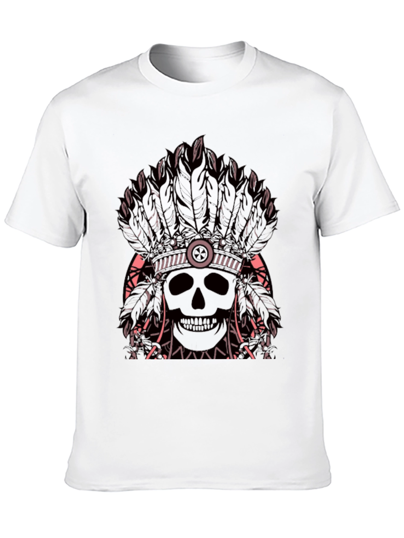 Skull Headdress Graphic Tee - Edgy Black T-Shirt