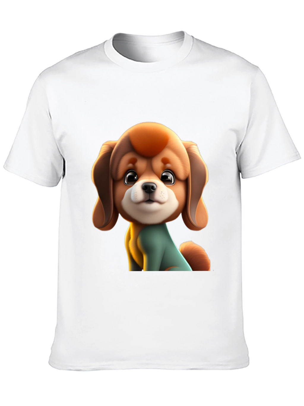 Cute Cartoon Dog Graphic Black T-Shirt