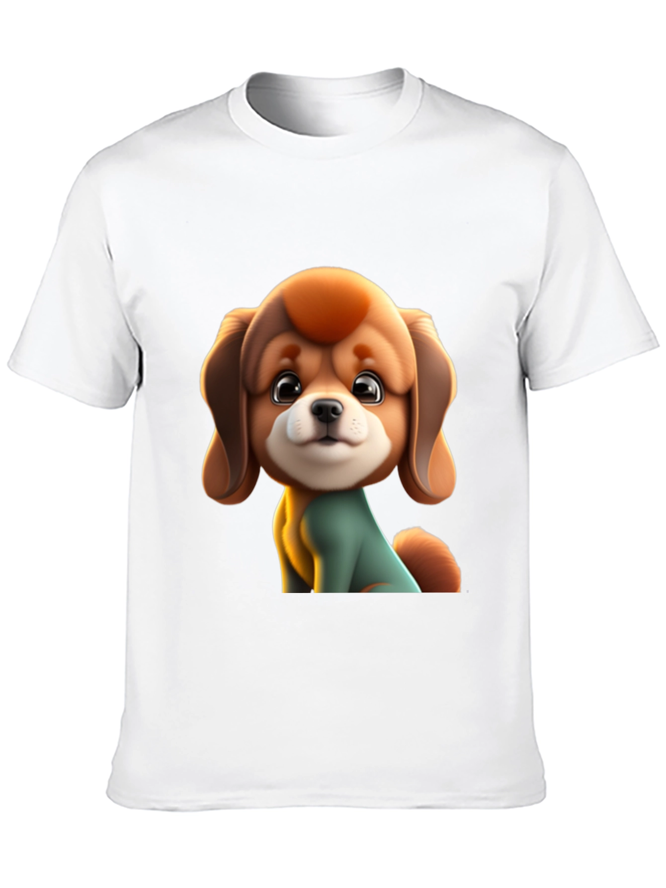 Cute Cartoon Dog Graphic Black T-Shirt