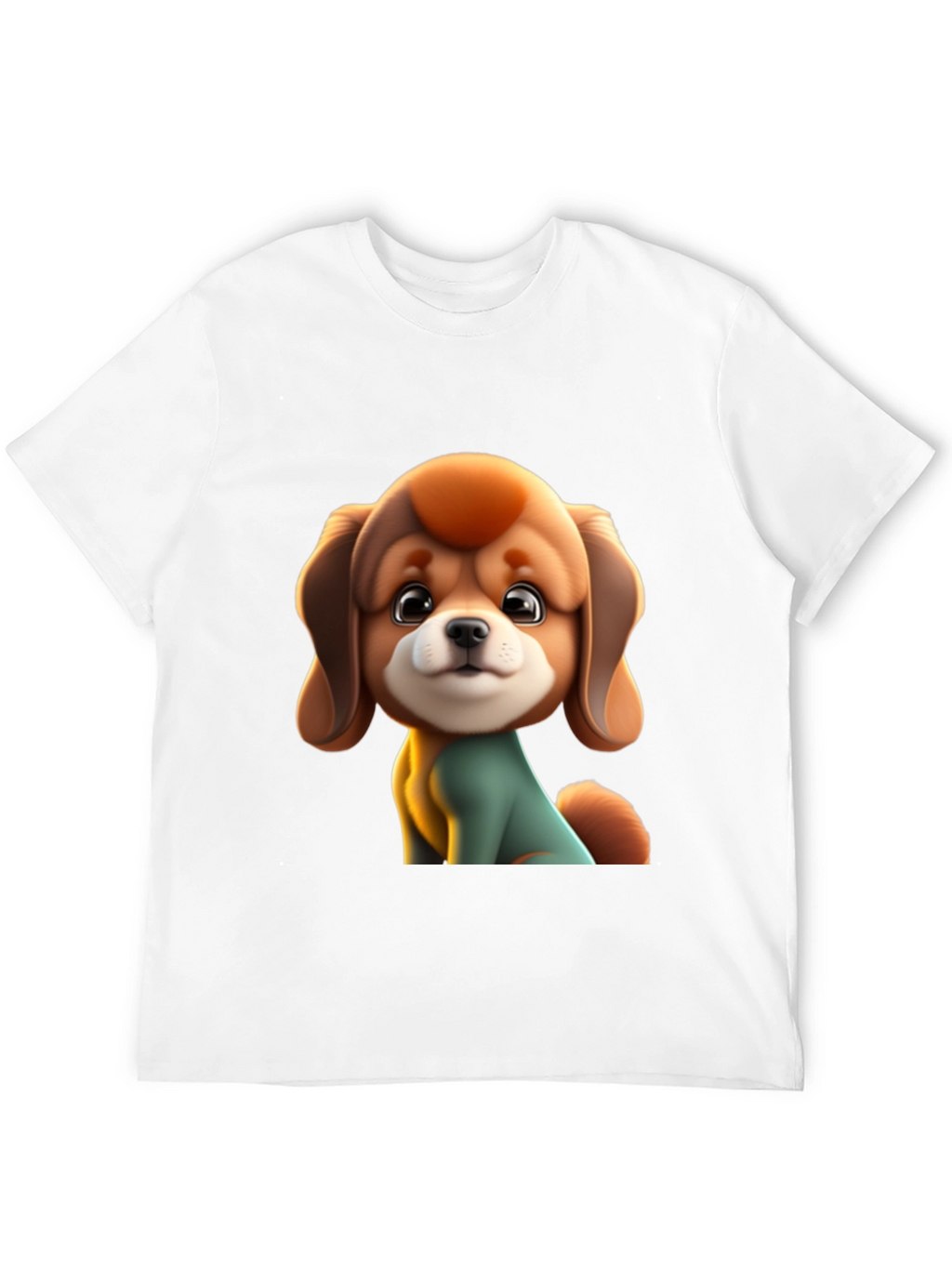 Cute Cartoon Dog Graphic Black T-Shirt