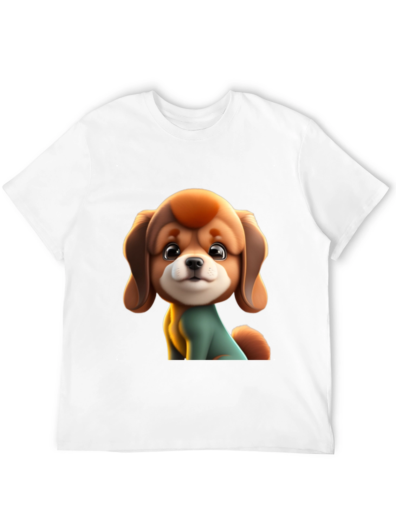 Cute Cartoon Dog Graphic Black T-Shirt