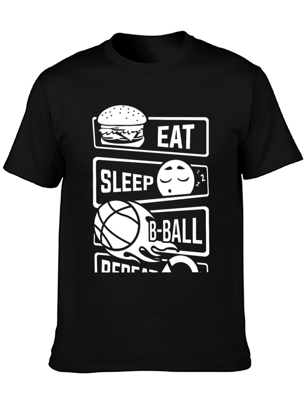 Eat Sleep B-Ball Repeat Black T-Shirt