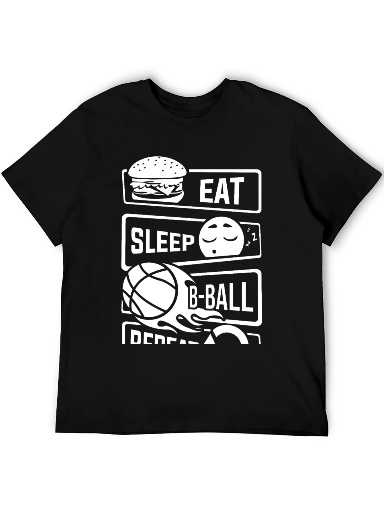 Eat Sleep B-Ball Repeat Black T-Shirt