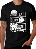Eat Sleep B-Ball Repeat Black T-Shirt