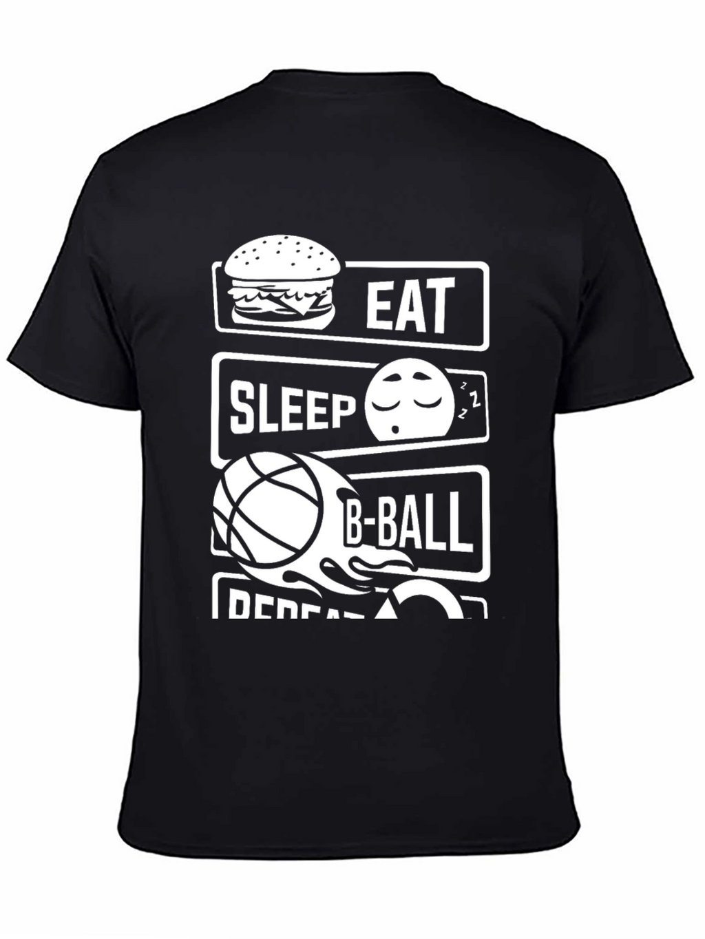 Eat Sleep B-Ball Repeat Black T-Shirt