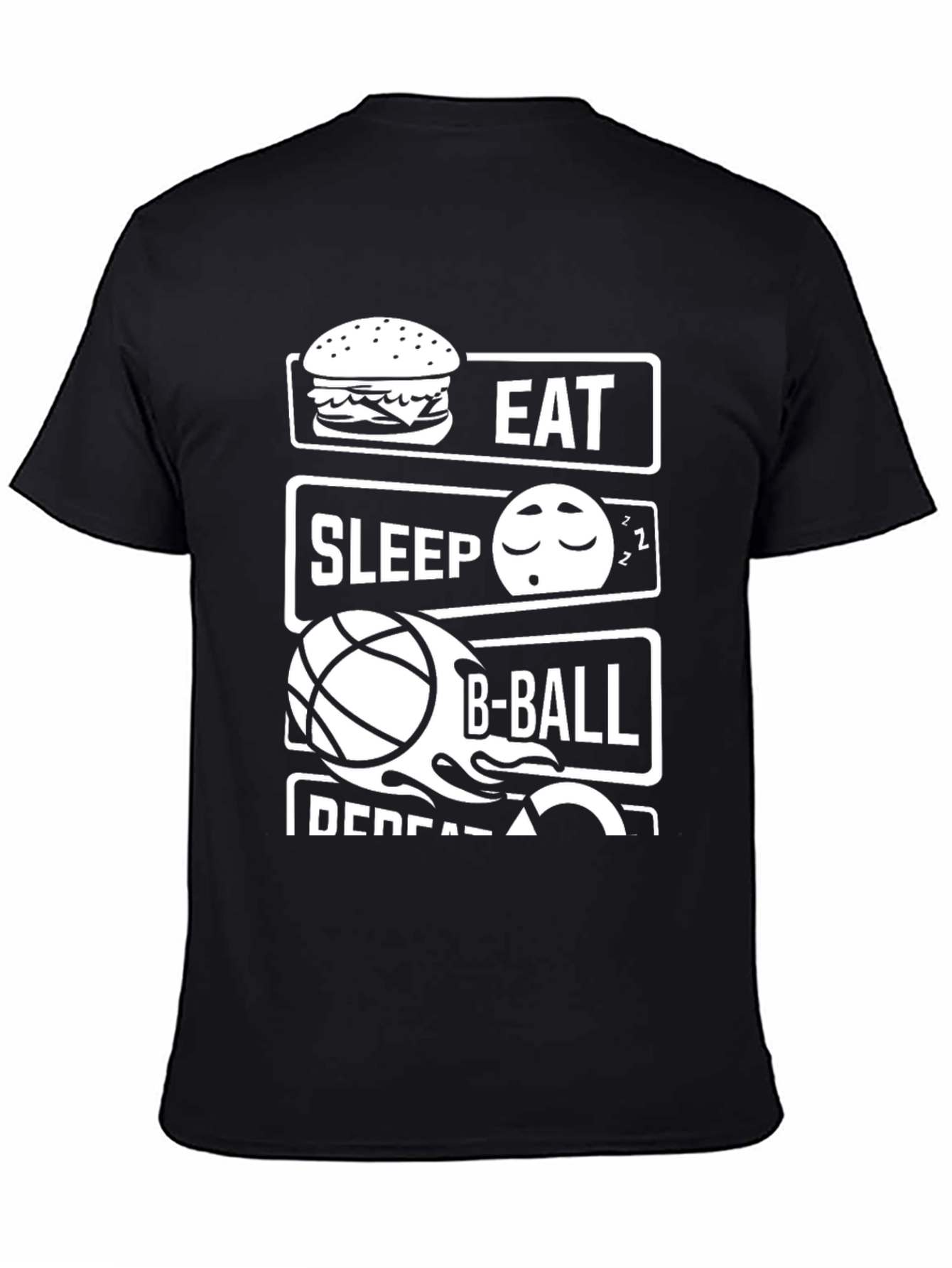 Eat Sleep B-Ball Repeat Black T-Shirt