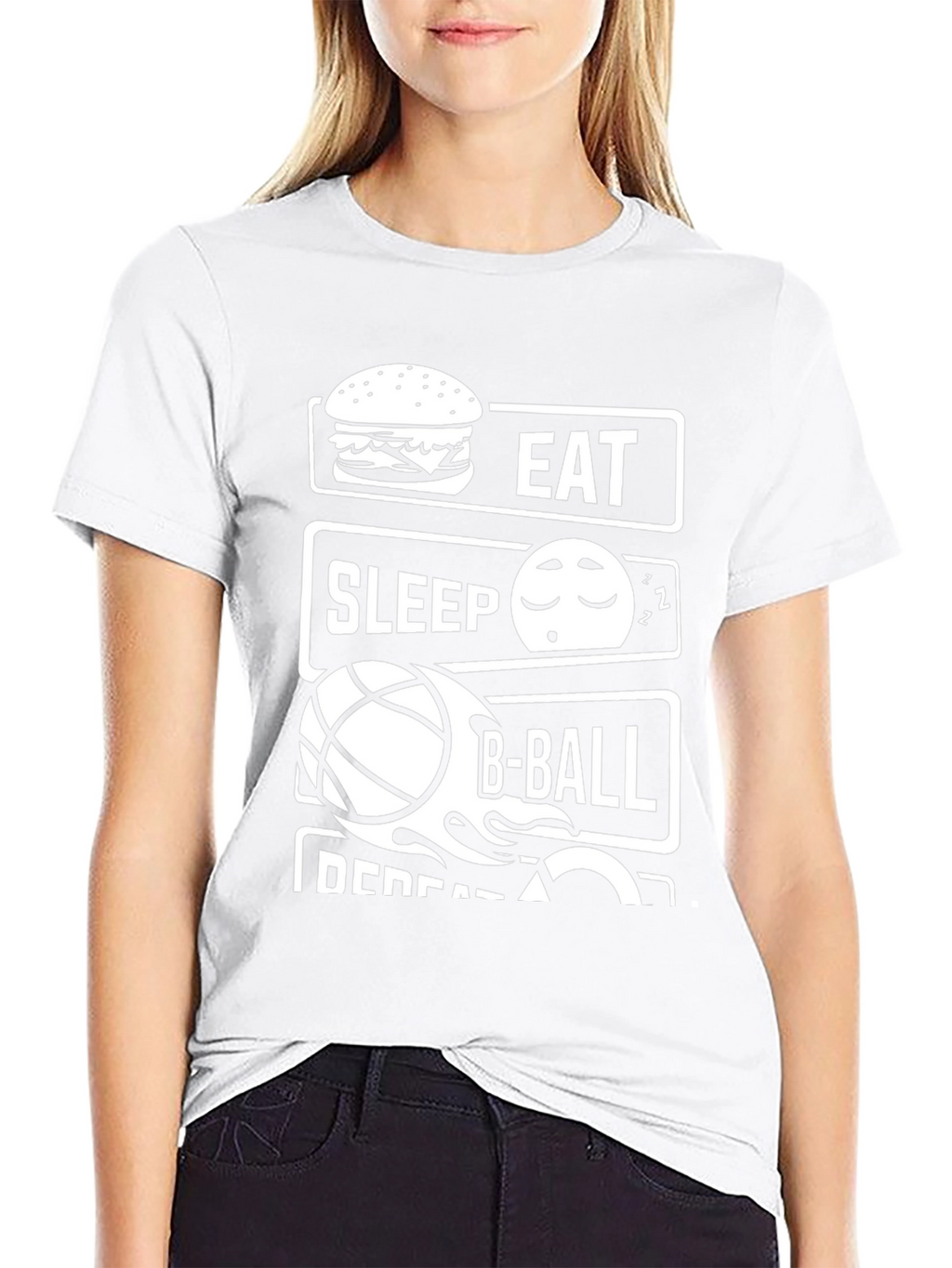 Eat Sleep B-Ball Repeat Black T-Shirt
