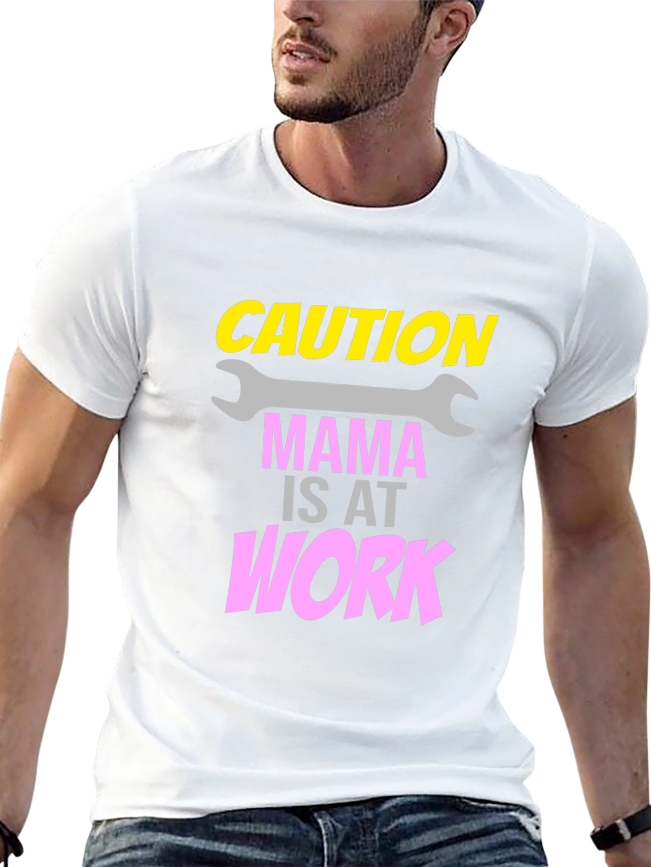 Caution Mama at Work Black Graphic Tee