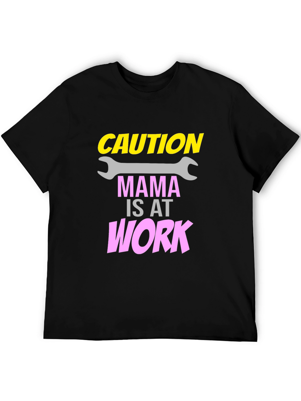 Caution Mama at Work Black Graphic Tee