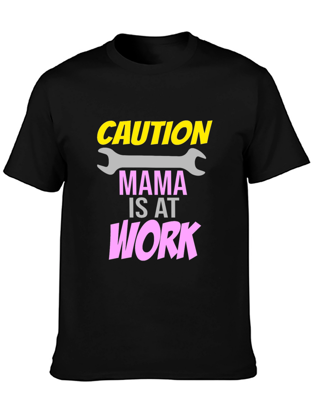Caution Mama at Work Black Graphic Tee