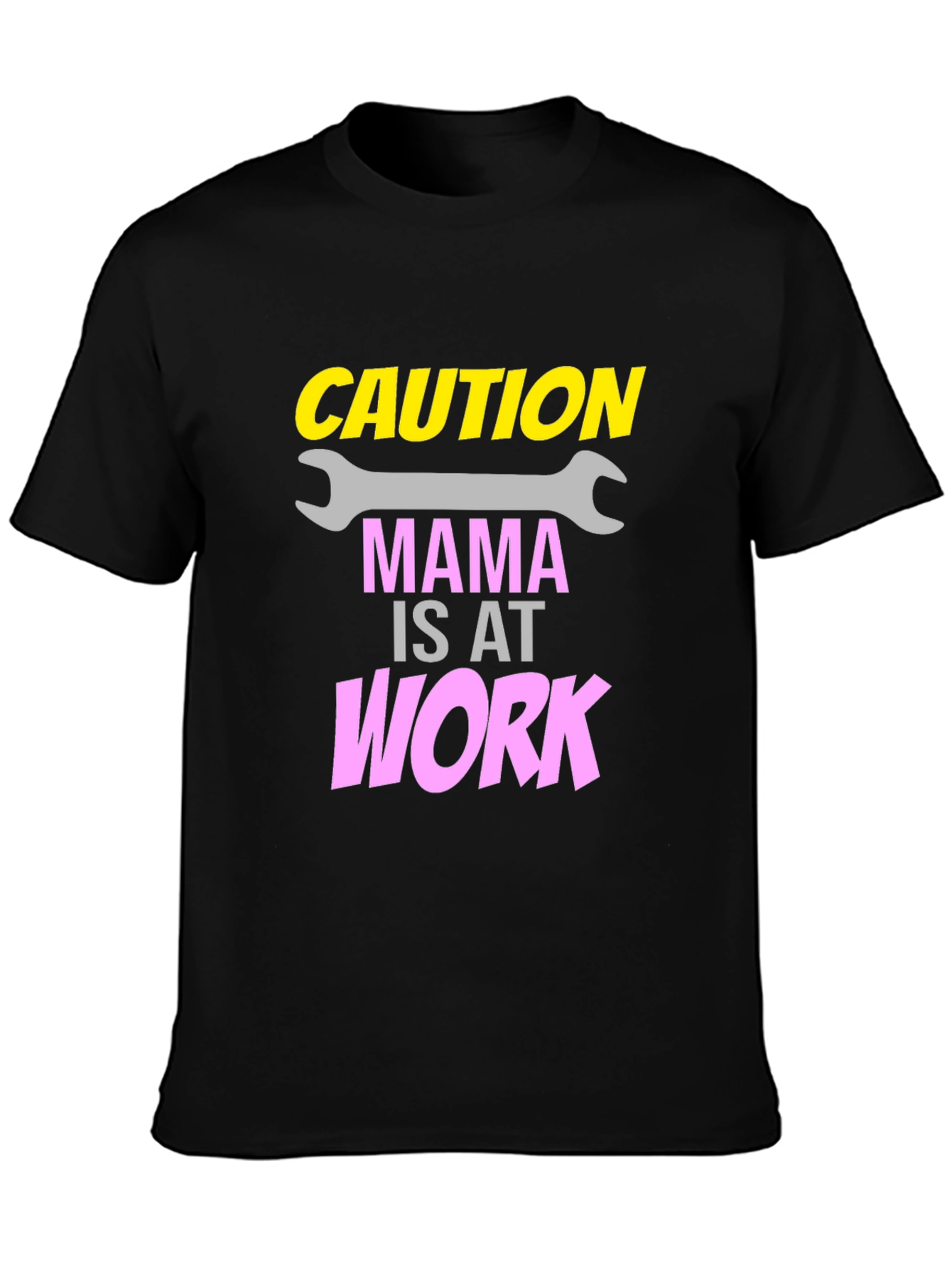 Caution Mama at Work Black Graphic Tee