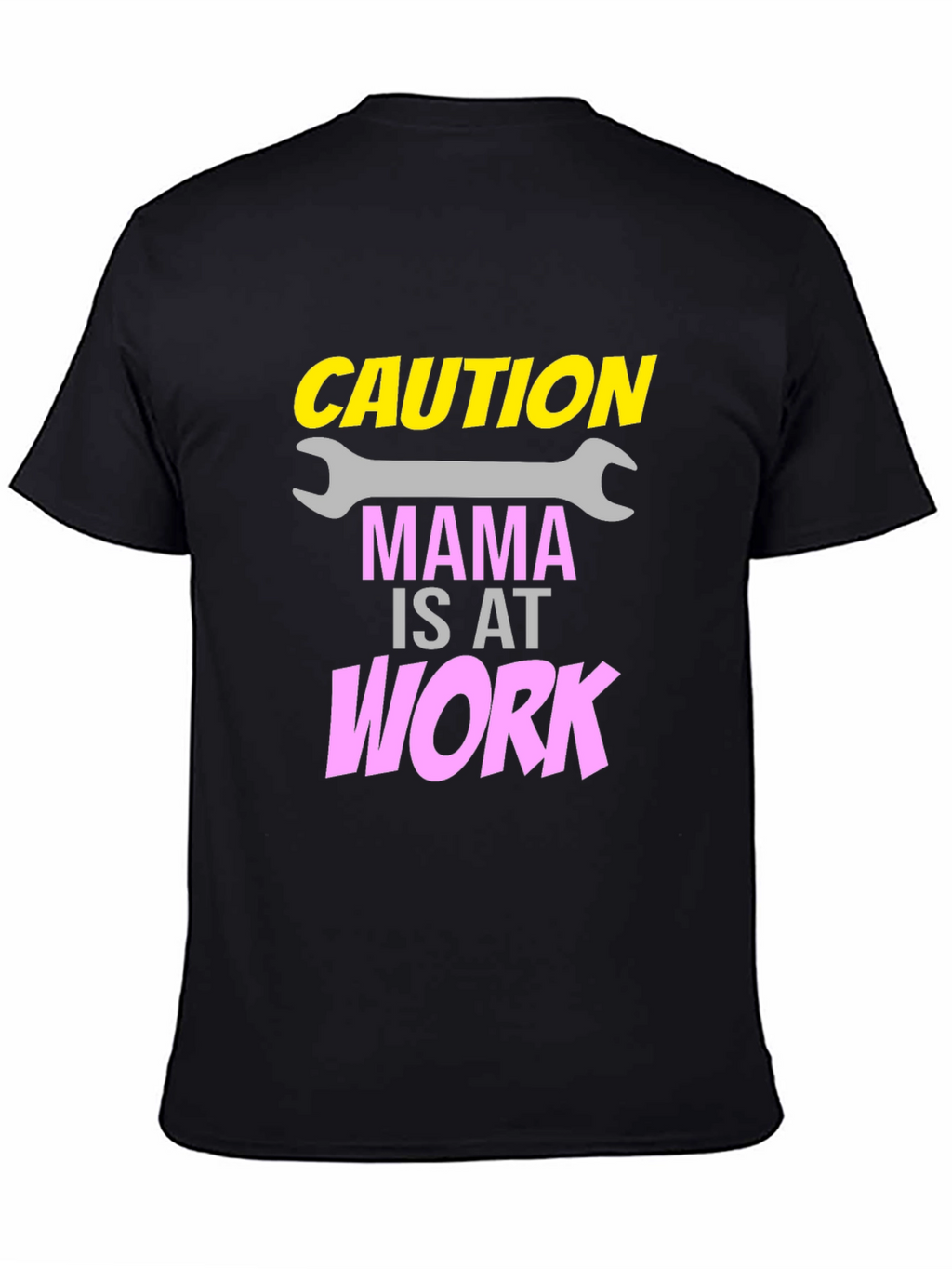 Caution Mama at Work Black Graphic Tee
