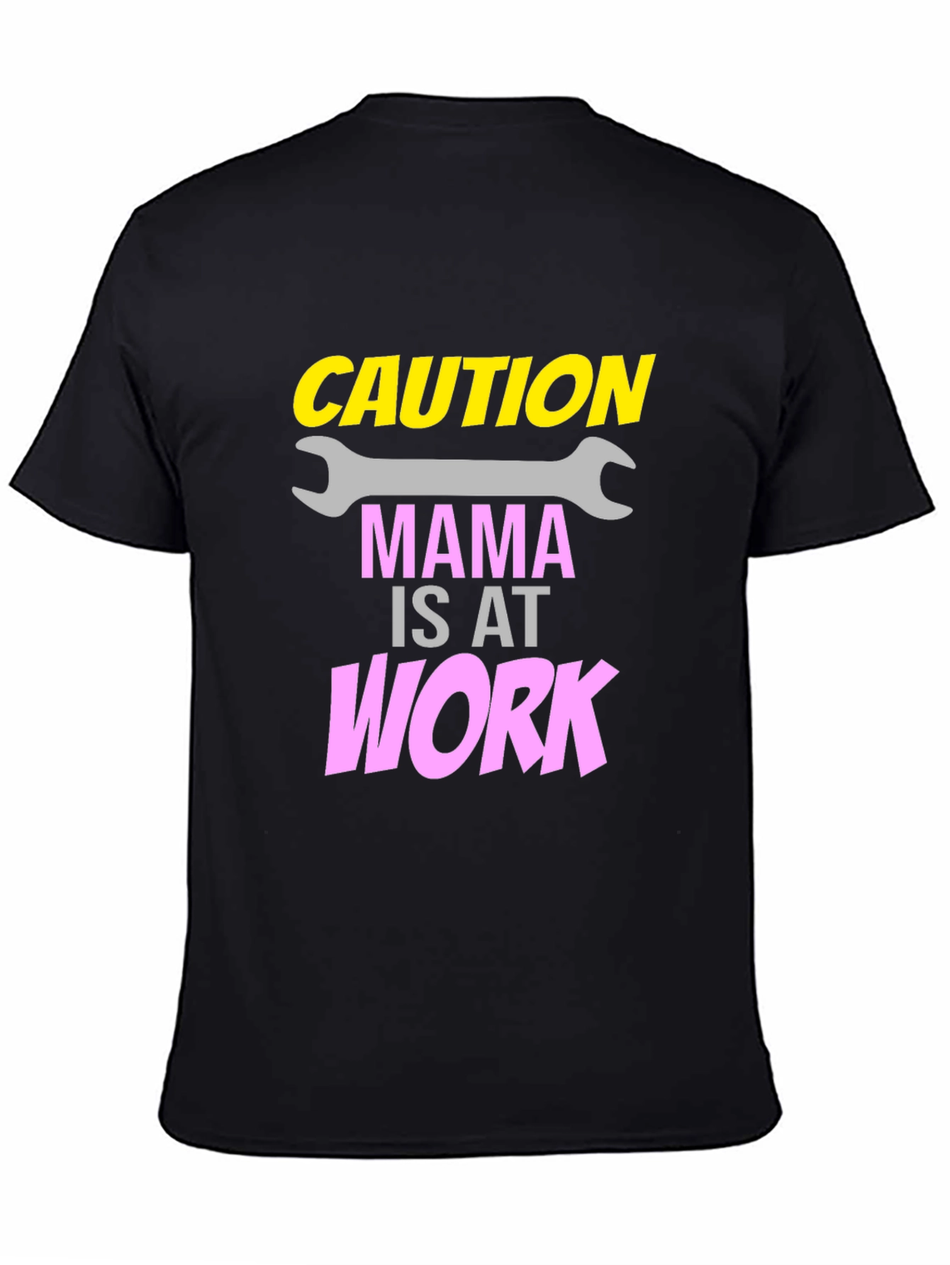 Caution Mama at Work Black Graphic Tee