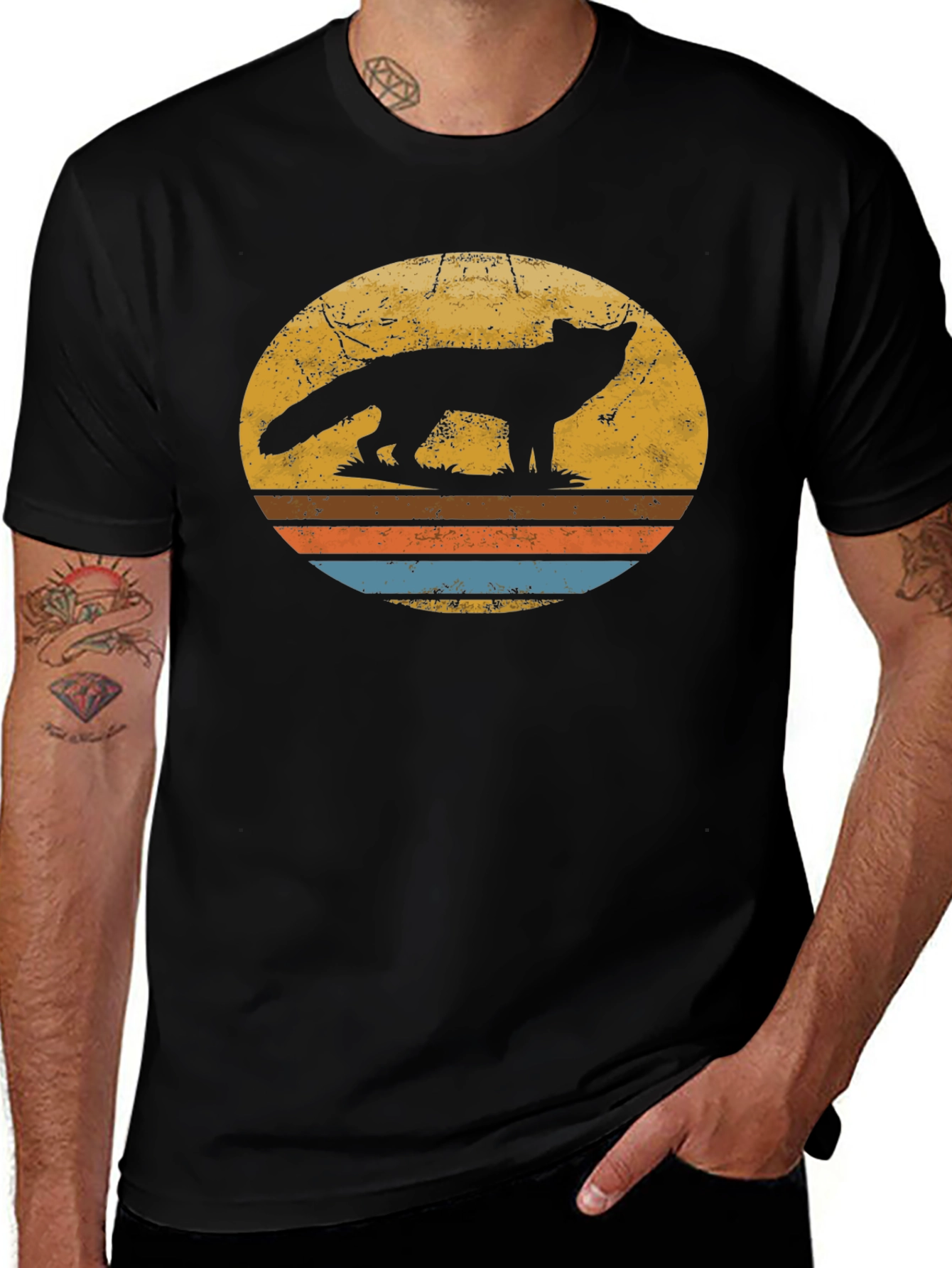 Retro Fox Silhouette Graphic T-Shirt